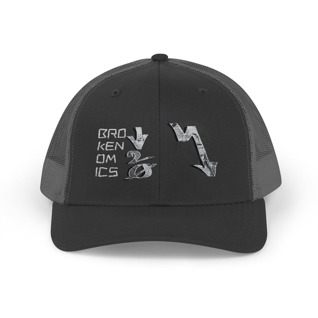 Brokenomics Crypto Trucker Cap - Crypt Apparel Distressed Arrow Graphic Snapback