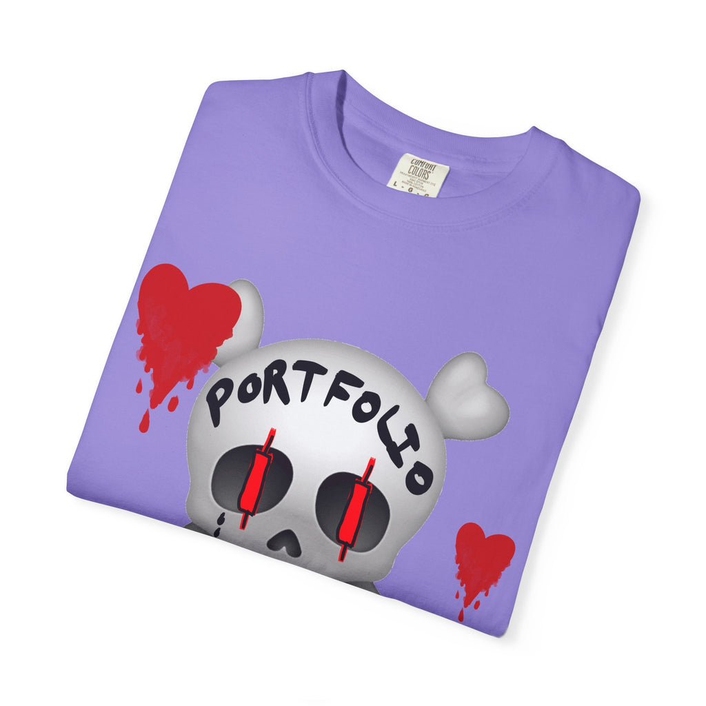 Crypto Rekt Portfolio Skull T-shirt | Crypt Apparel Bleeding Hearts Graphic Tee