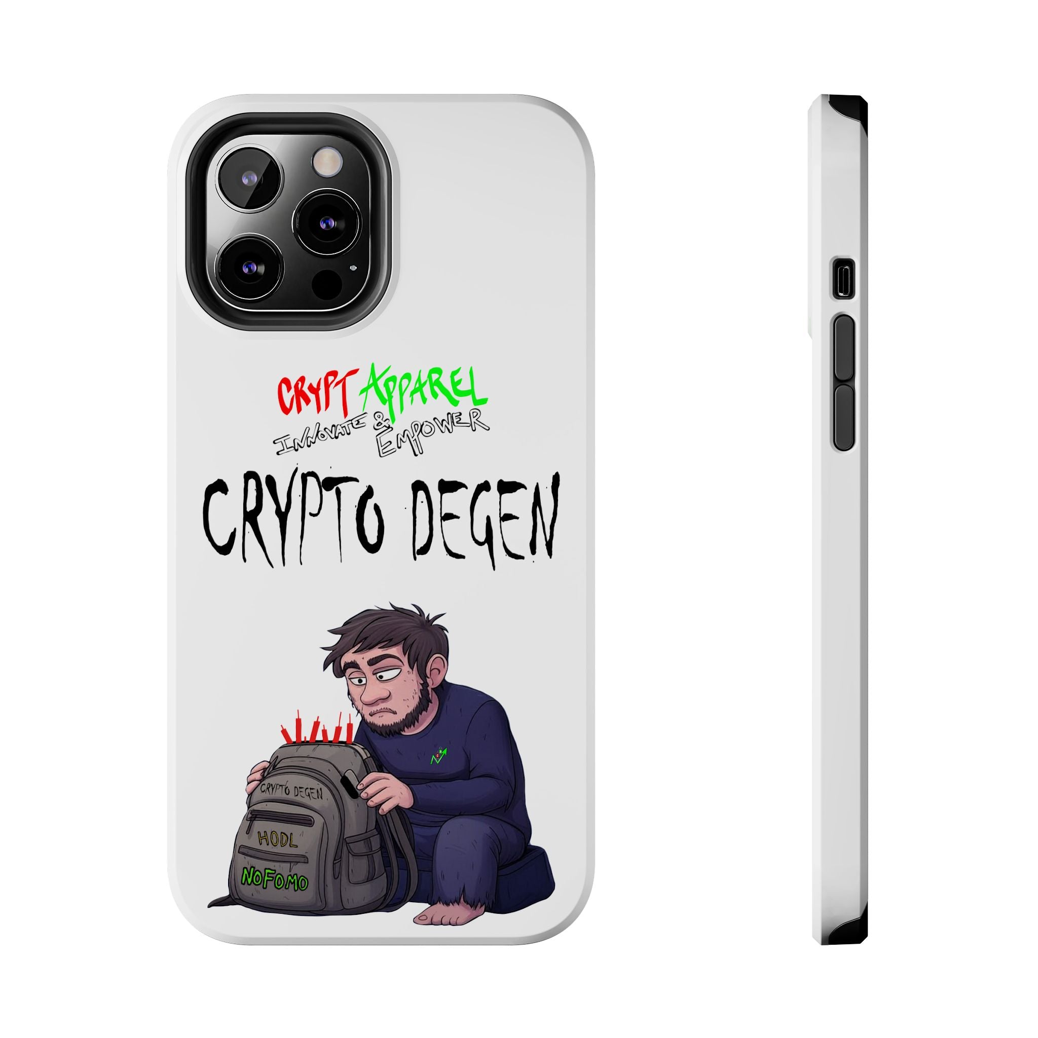 Crypto Degen Tough Phone Case — Cartoon HODL Backpack Design