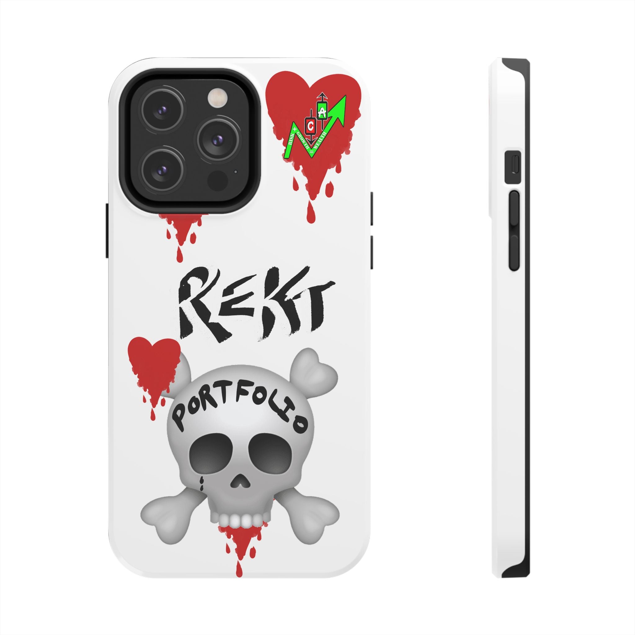 Rekt Portfolio Tough Phone Case — Skull & Dripping Heart Protective Cover