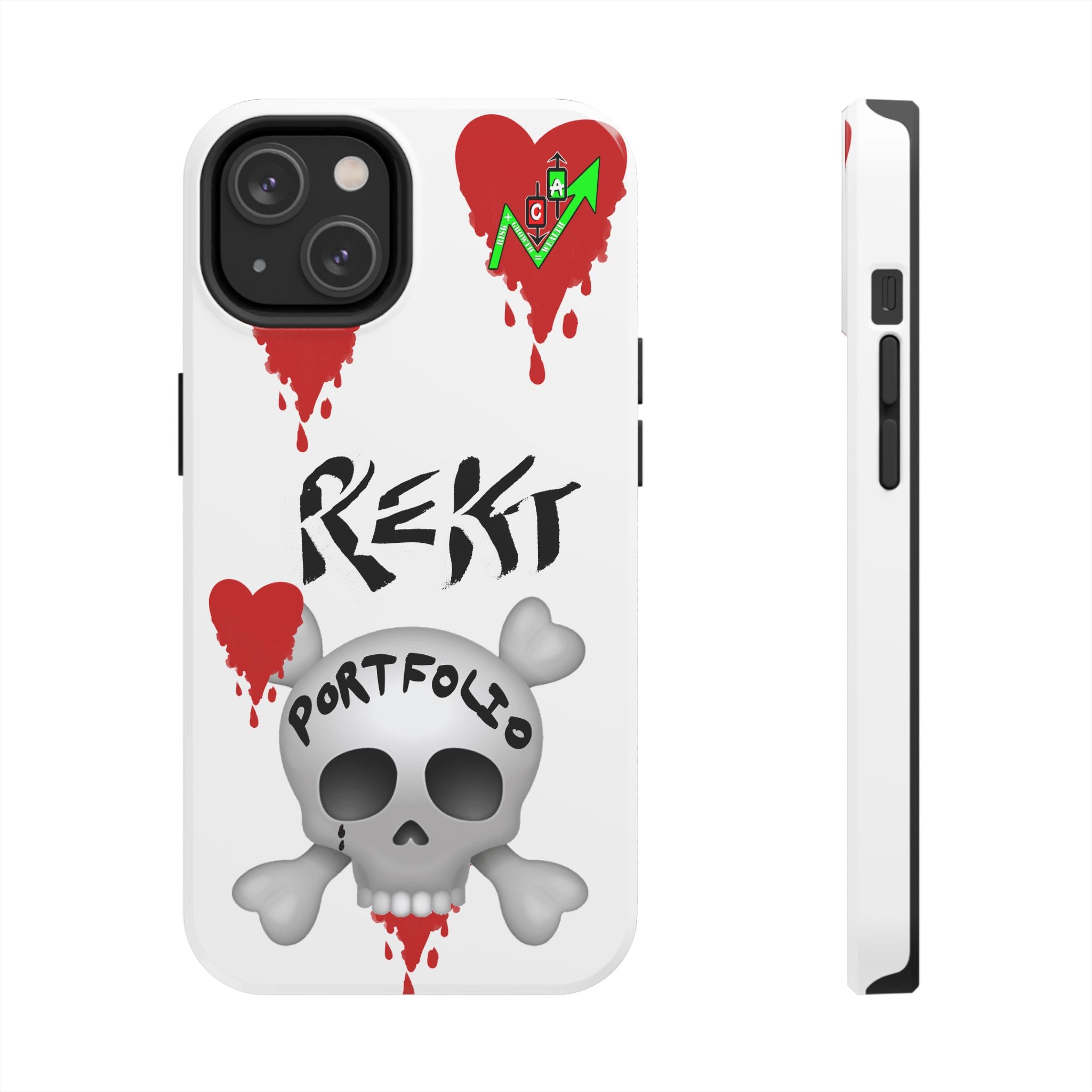 Rekt Portfolio Tough Phone Case — Skull & Dripping Heart Protective Cover