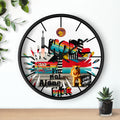 Urban Jungle Crypto Street Art Wall Clock — Crypt Apparel Colorful Urban Graffiti Timepiece