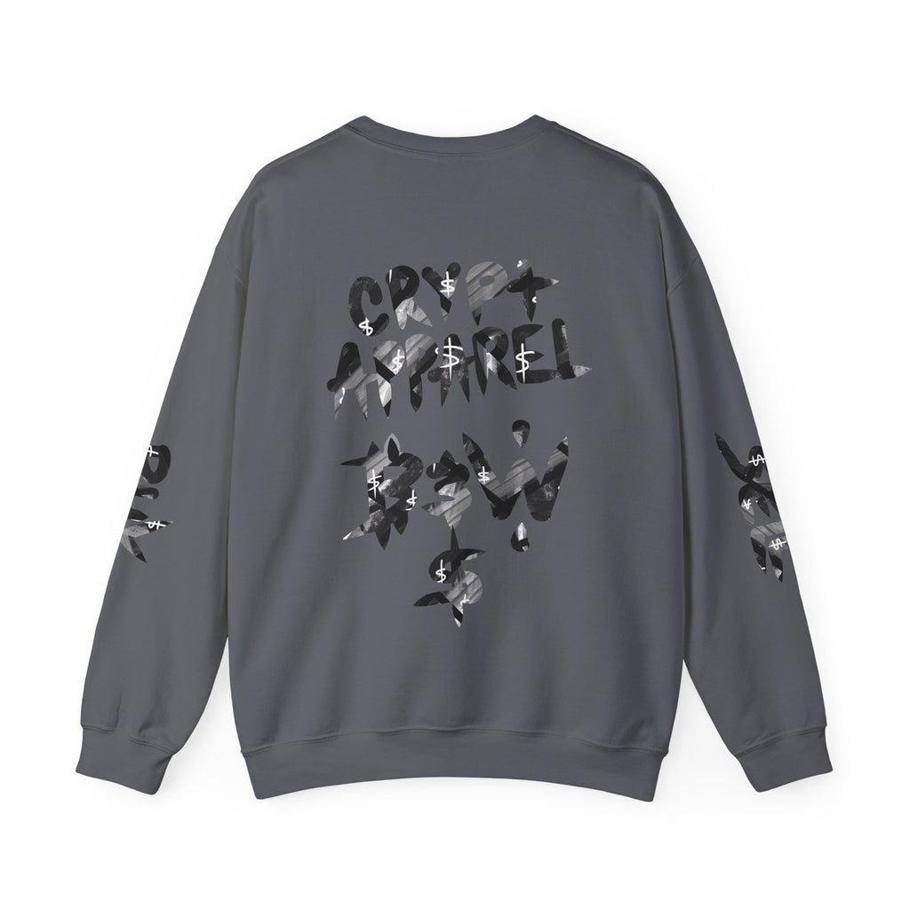 Black & White Street Collage Crypto Crewneck Sweatshirt | Graphic Urban Art
