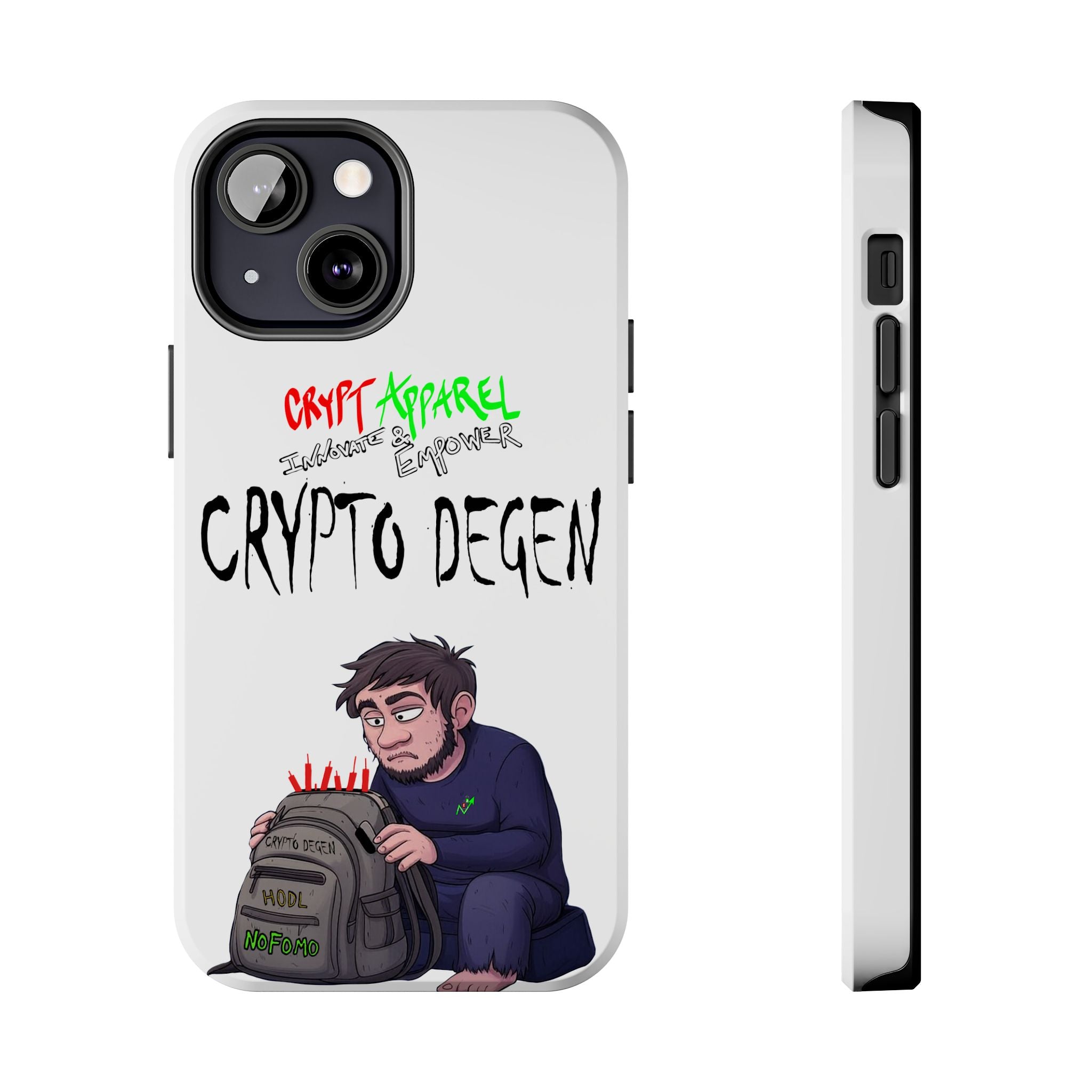 Crypto Degen Tough Phone Case — Cartoon HODL Backpack Design