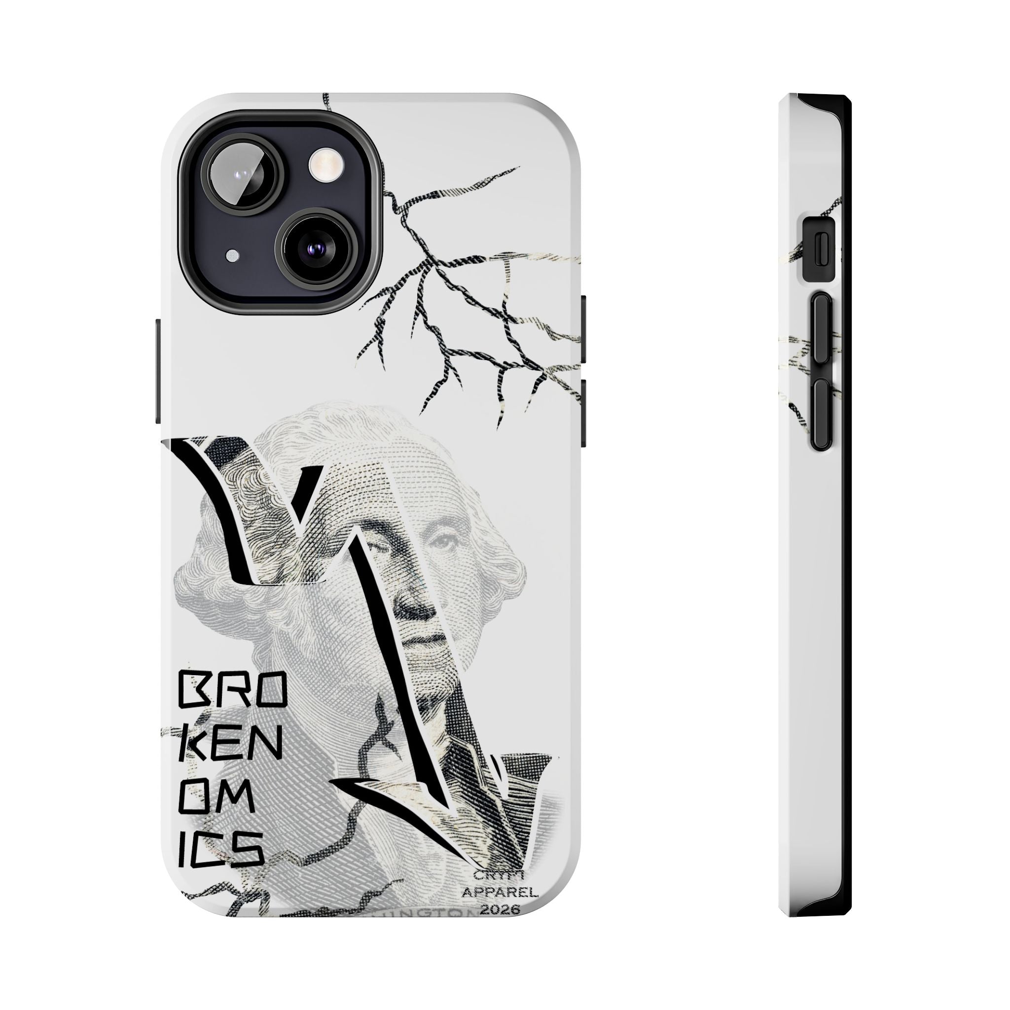 Brokenomics Crypto Tough Phone Case — 'Crypt Apparel' Cracked Dollar Graphic Protective Cover