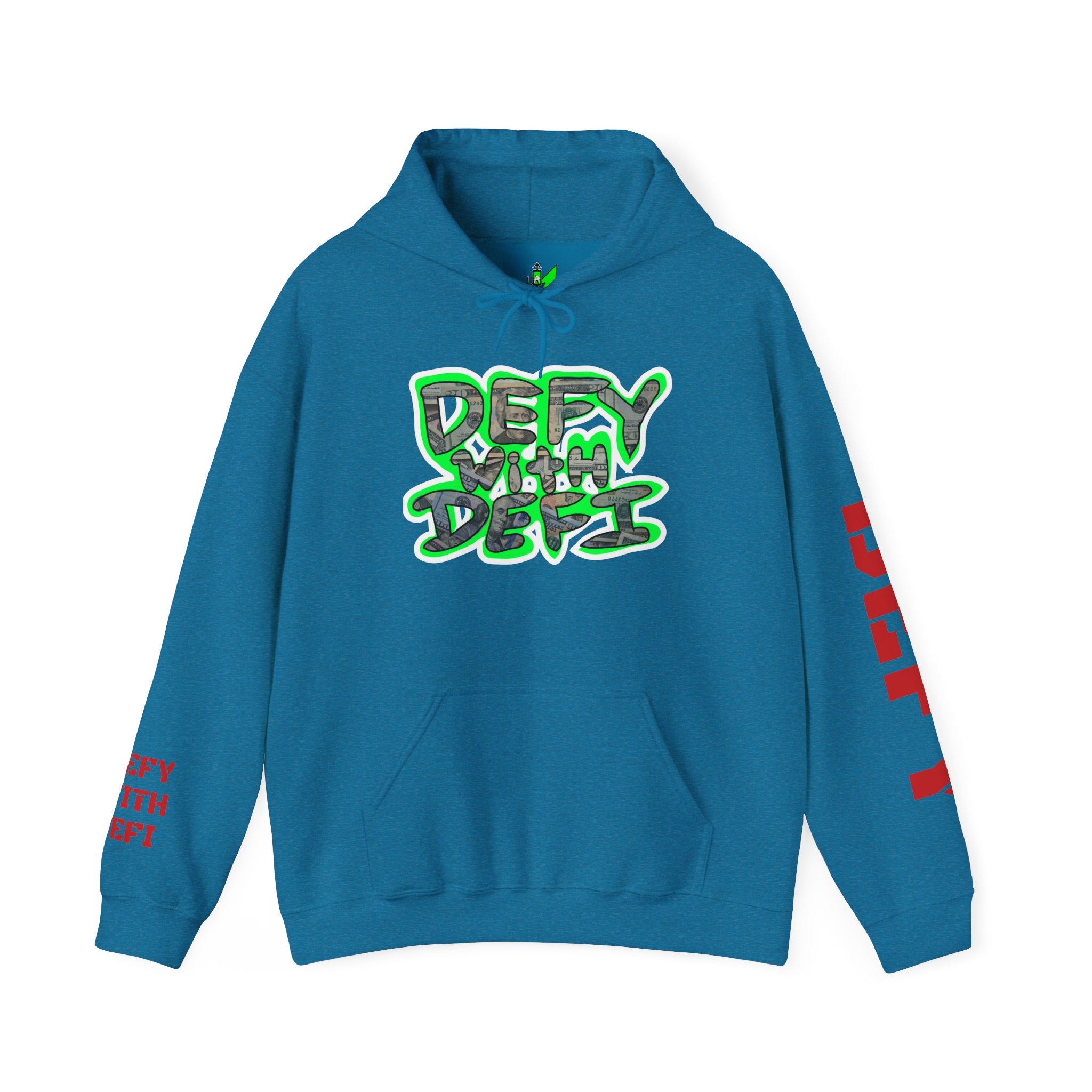 Defy With DeFi Crypto Inspired Hoodie | Crypt Apparel Graffiti Style hooded sweatshirt