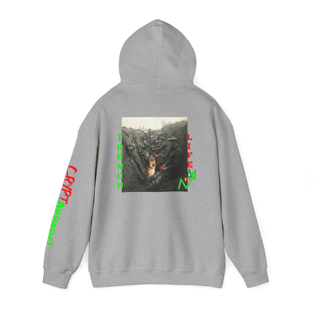 The Trenches Crypto Meme Hoodie — Crypt Apparel Trench Life Graphic Streetwear Hoodie