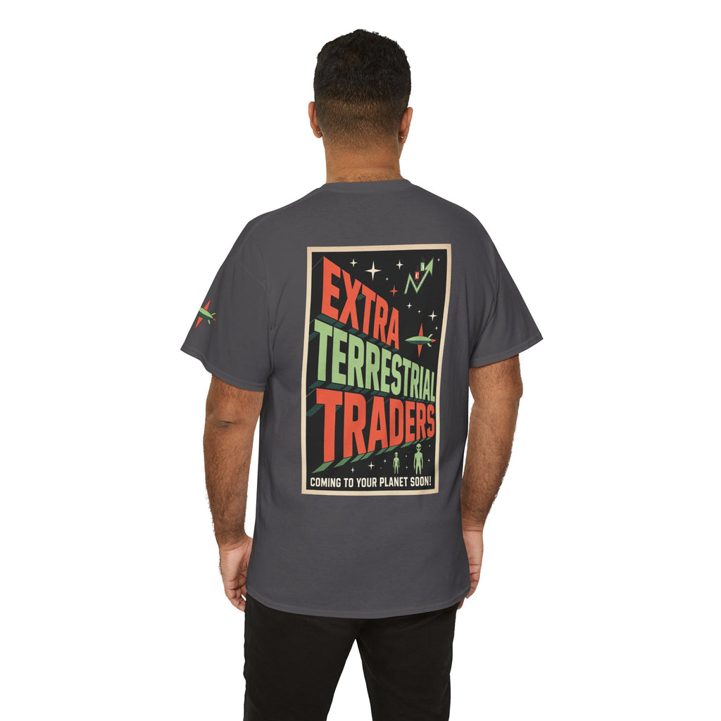 Extra Terrestrial Traders Crypto Graphic Tee — Retro Alien Poster Shirt