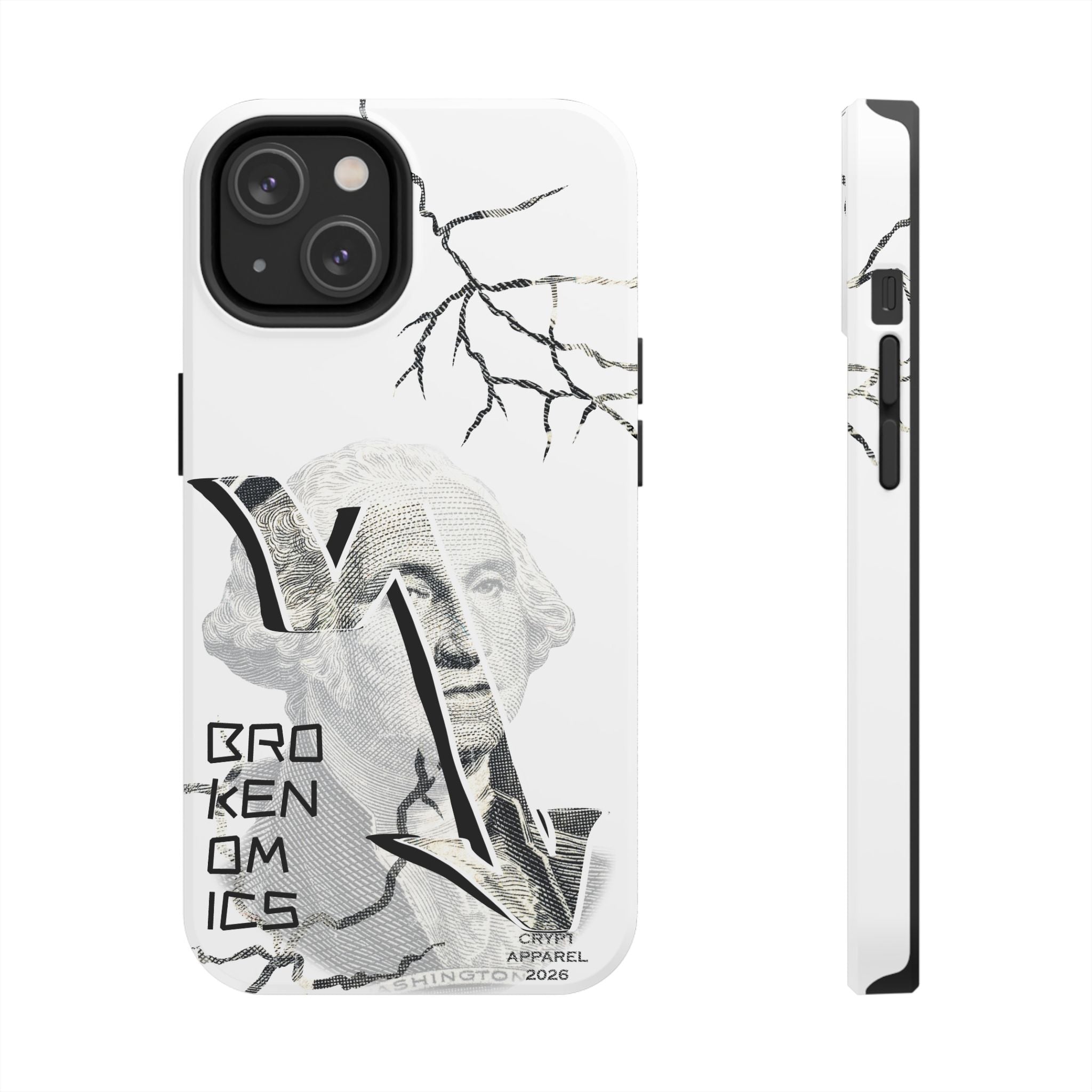 Brokenomics Crypto Tough Phone Case — 'Crypt Apparel' Cracked Dollar Graphic Protective Cover