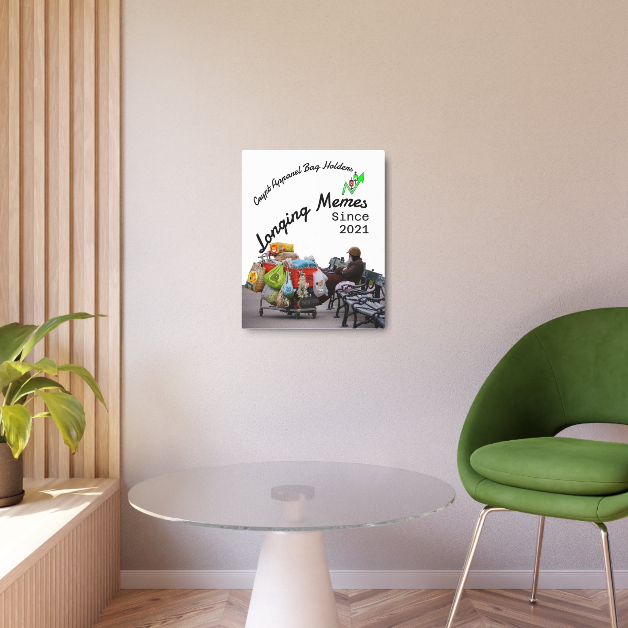 Bag Holders Metal Art Sign — "Crypt Apparel" Humorous Street Scene Decor
