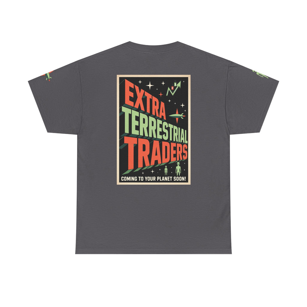 Extra Terrestrial Traders Crypto Graphic Tee — Retro Alien Poster Shirt