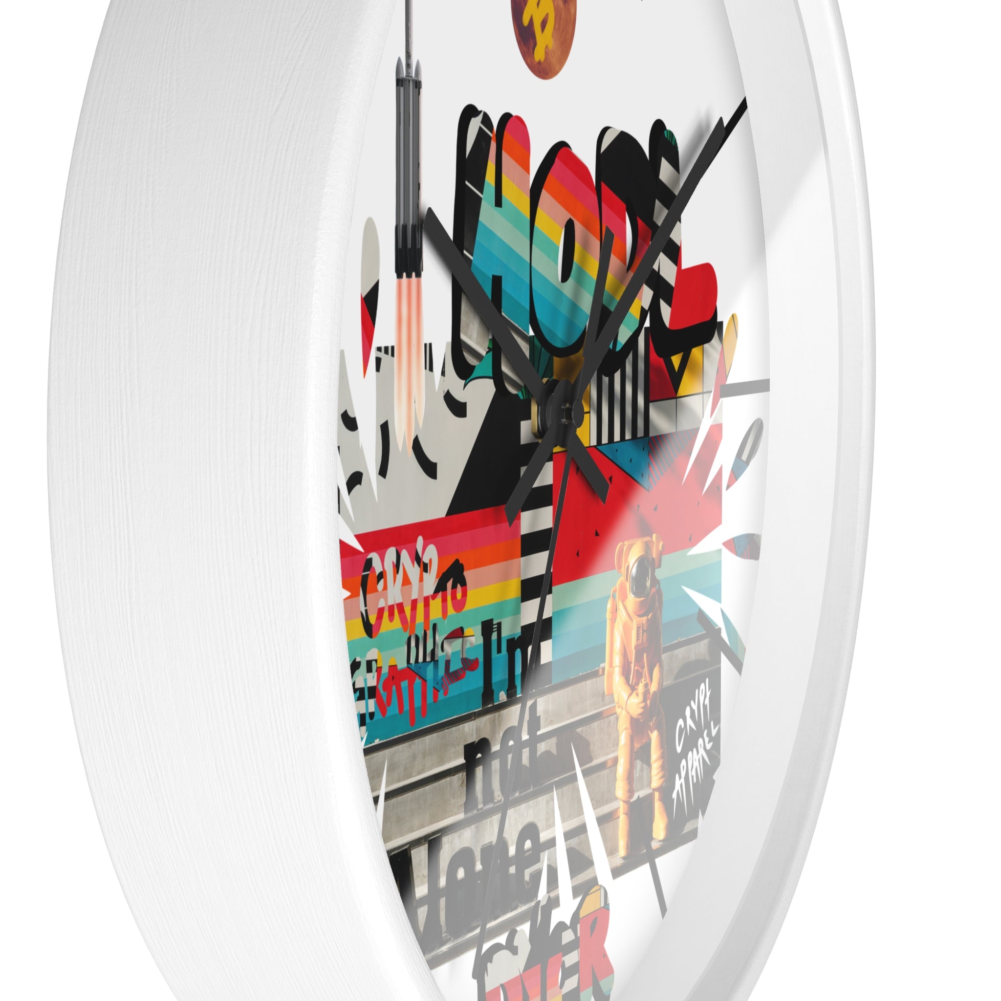 Urban Jungle Crypto Street Art Wall Clock — Crypt Apparel Colorful Urban Graffiti Timepiece