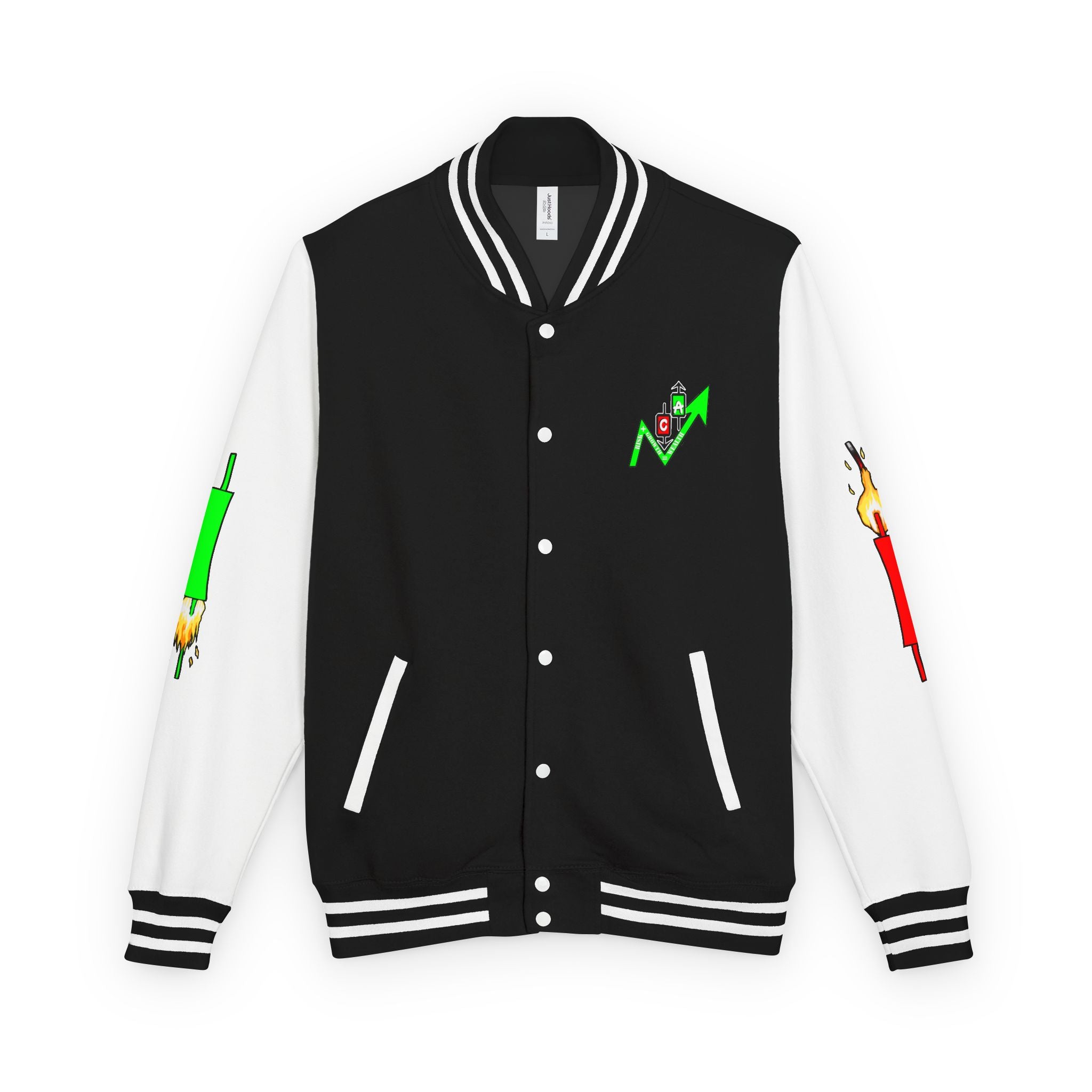 Crypt Apparel Letterman Jacket — 'Crypto Trader' Neon Graffiti Varsity Jacket