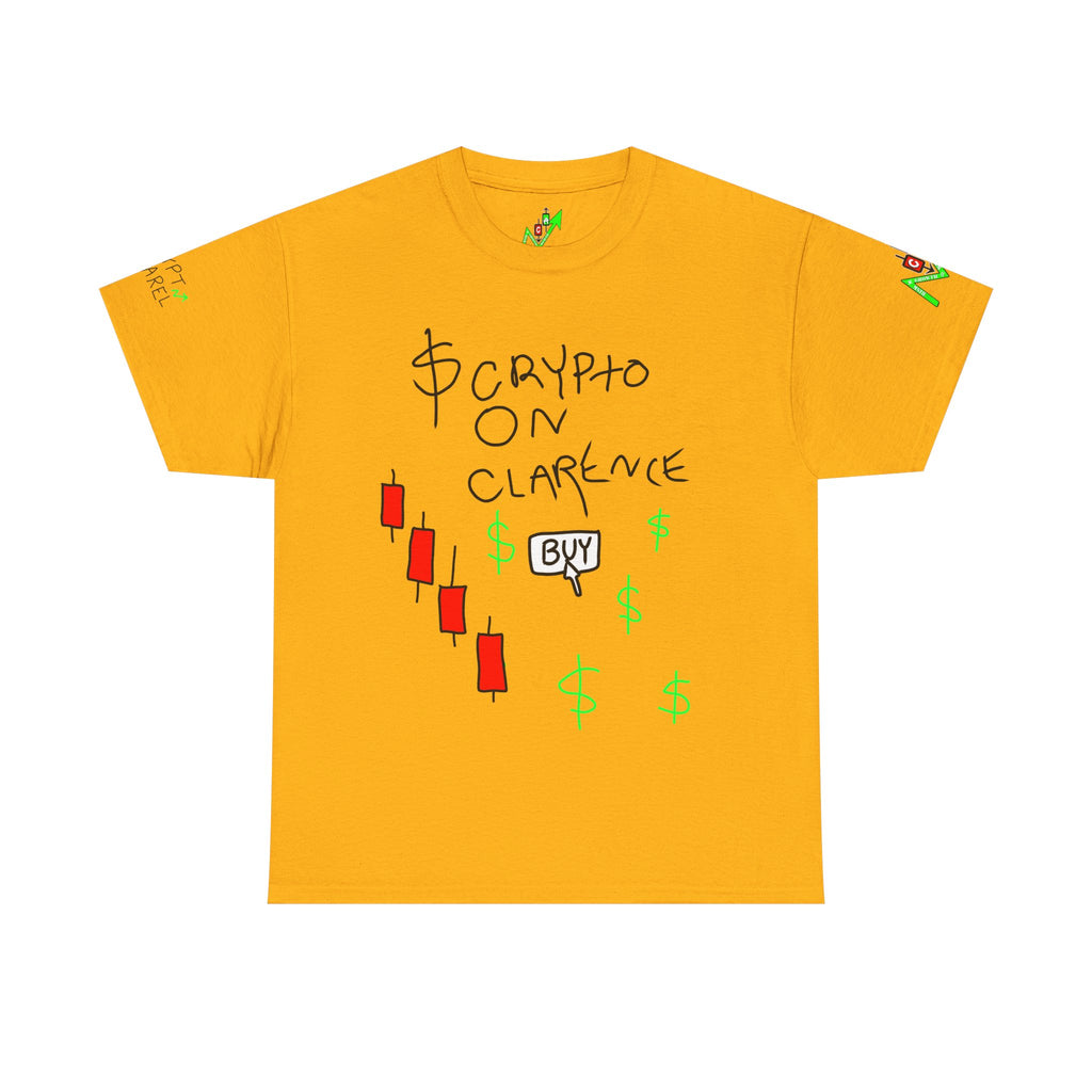 Crypto on Clarence Tee — "Crypt Apparel" / "crypto illiterate" Graphic Shirt