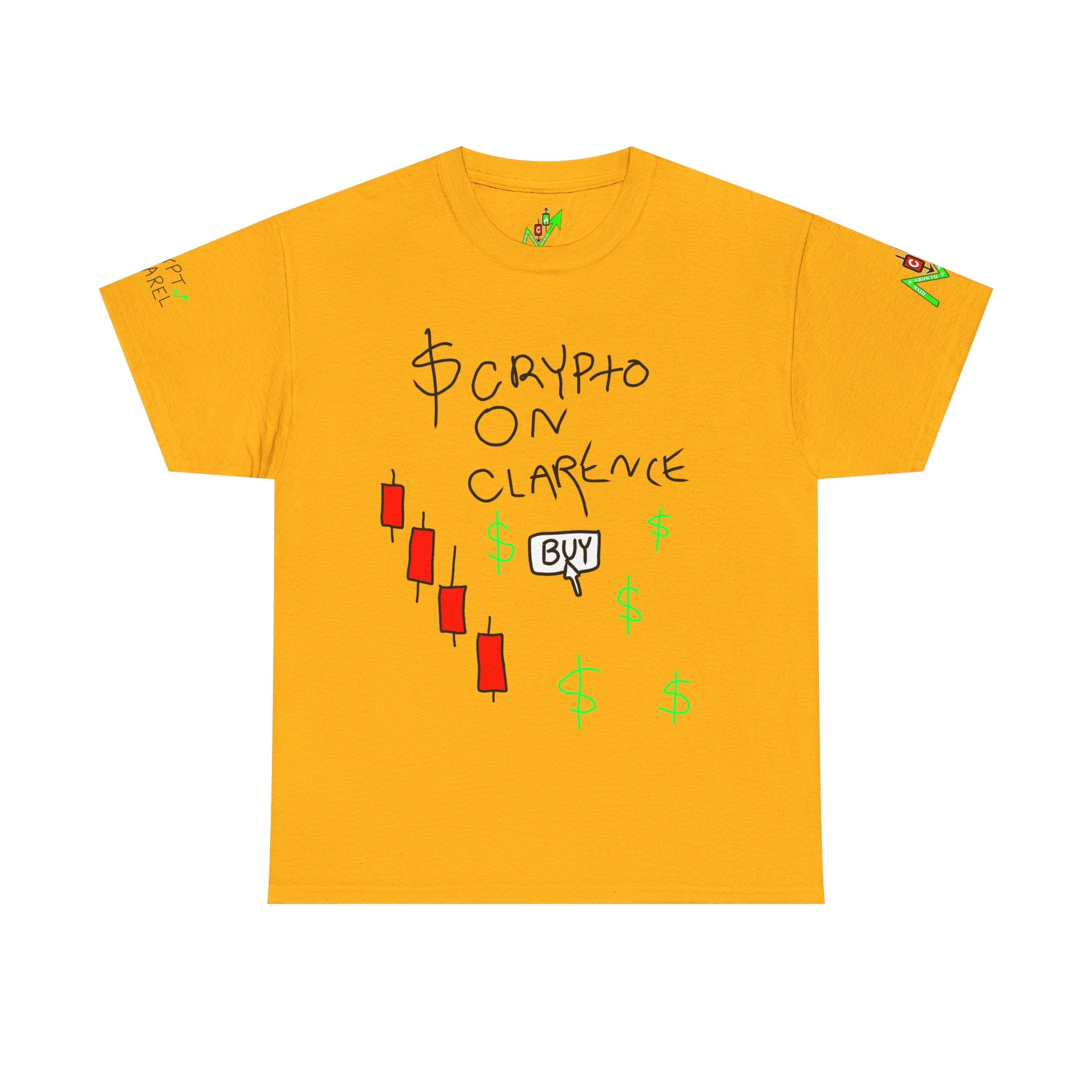 Crypto on Clarence Tee — "Crypt Apparel" / "crypto illiterate" Graphic Shirt