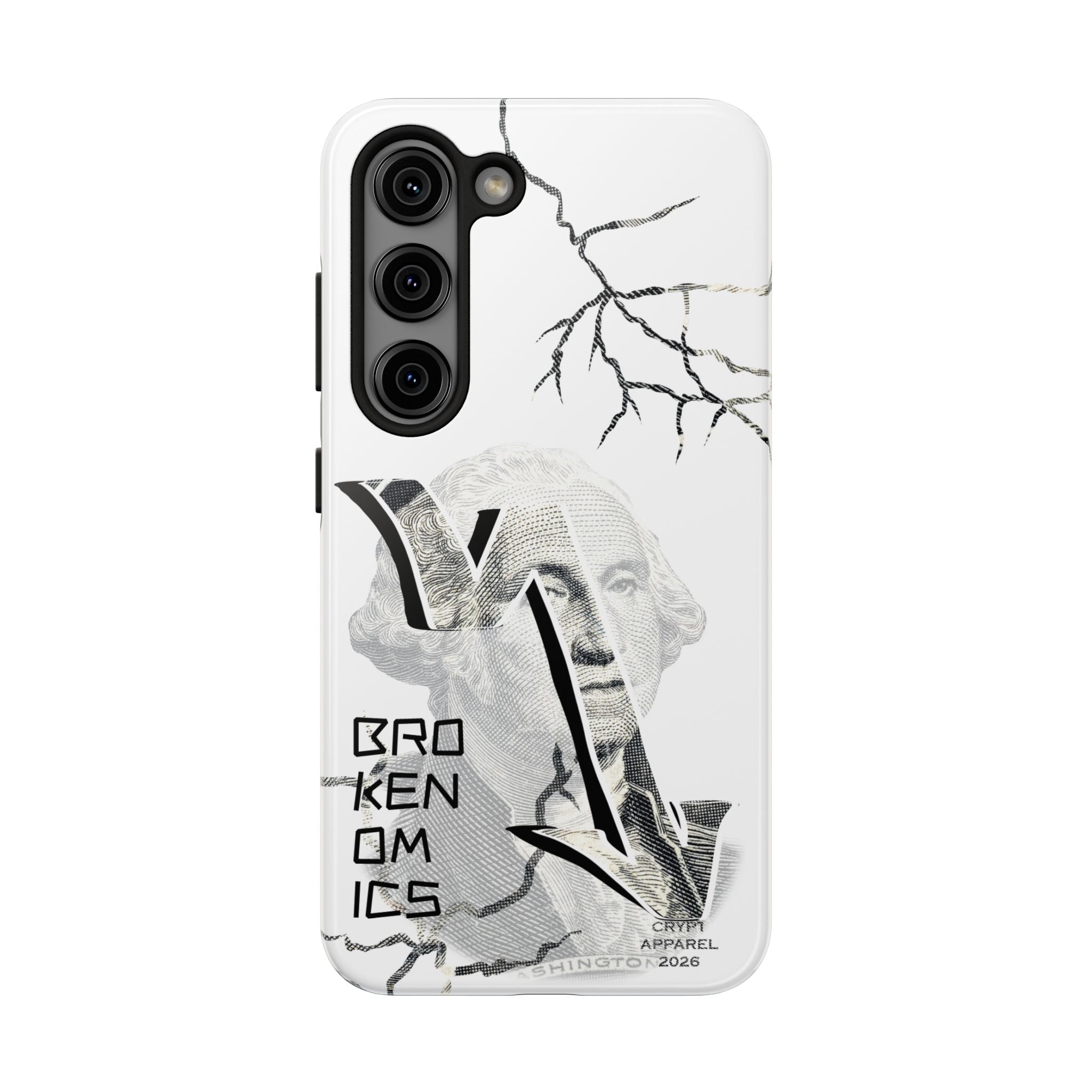 Brokenomics Crypto Tough Phone Case — 'Crypt Apparel' Cracked Dollar Graphic Protective Cover