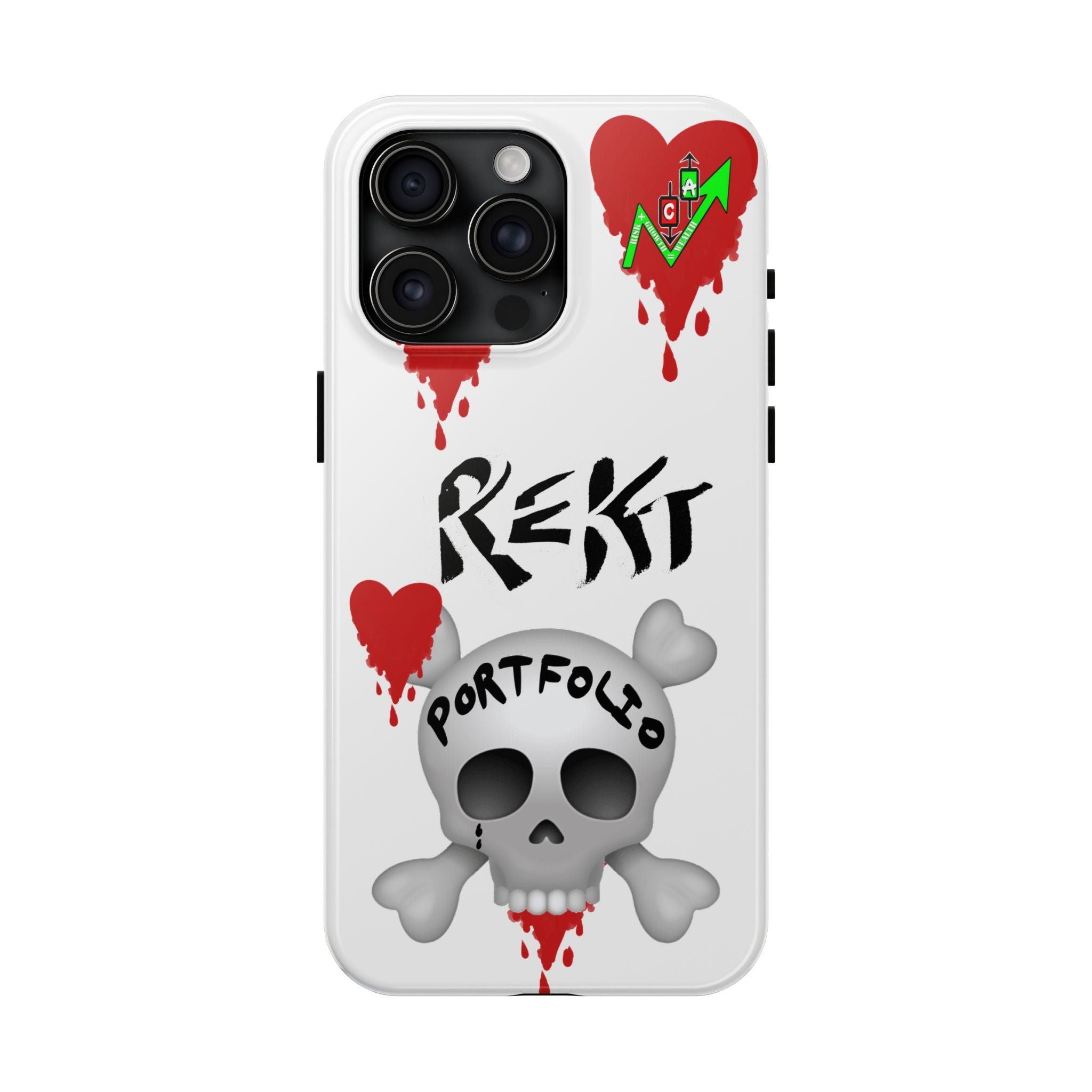 Rekt Portfolio Tough Phone Case — Skull & Dripping Heart Protective Cover