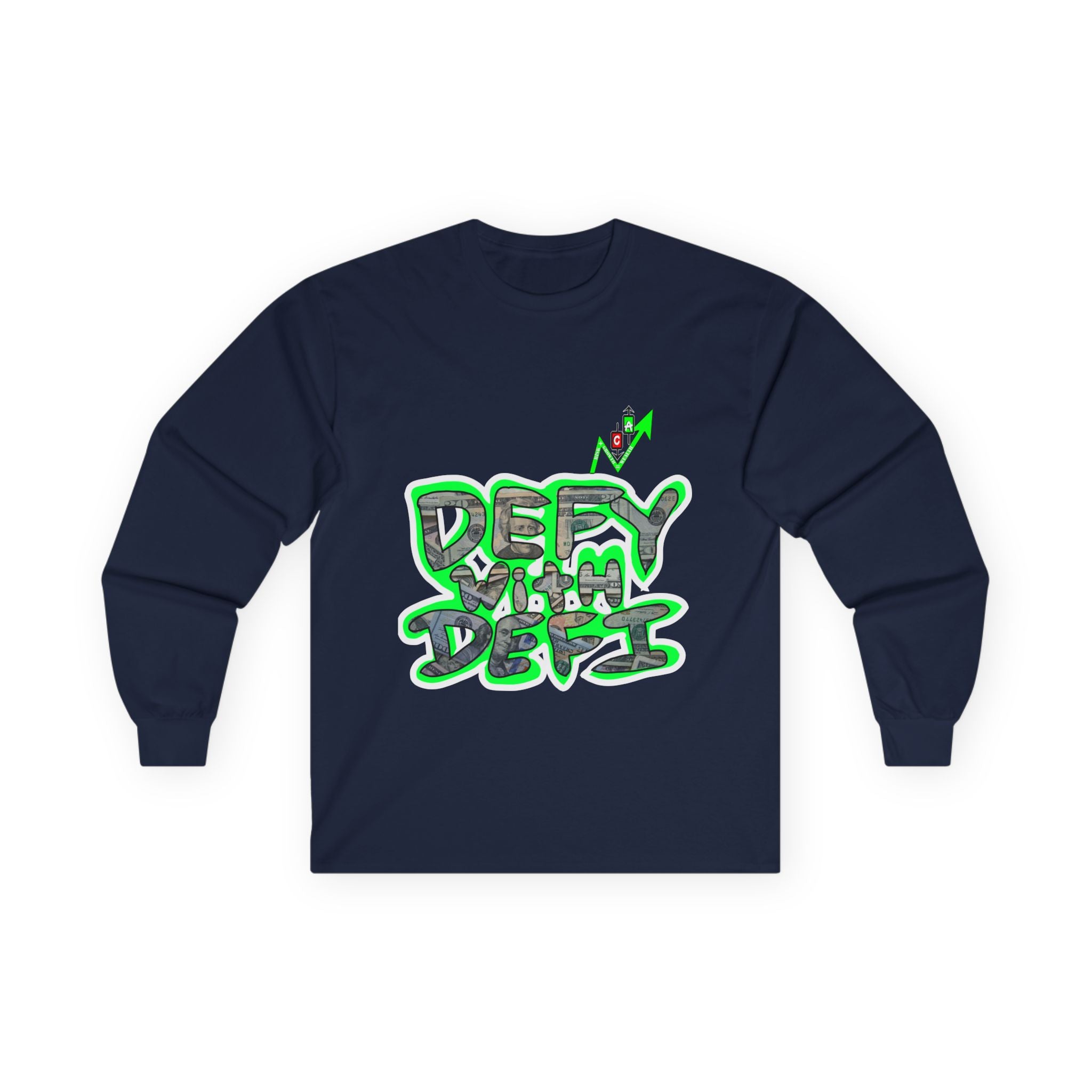 Defy With DeFi Crypto Inspired long sleeve tee | Crypt Apparel Graffiti Shirt