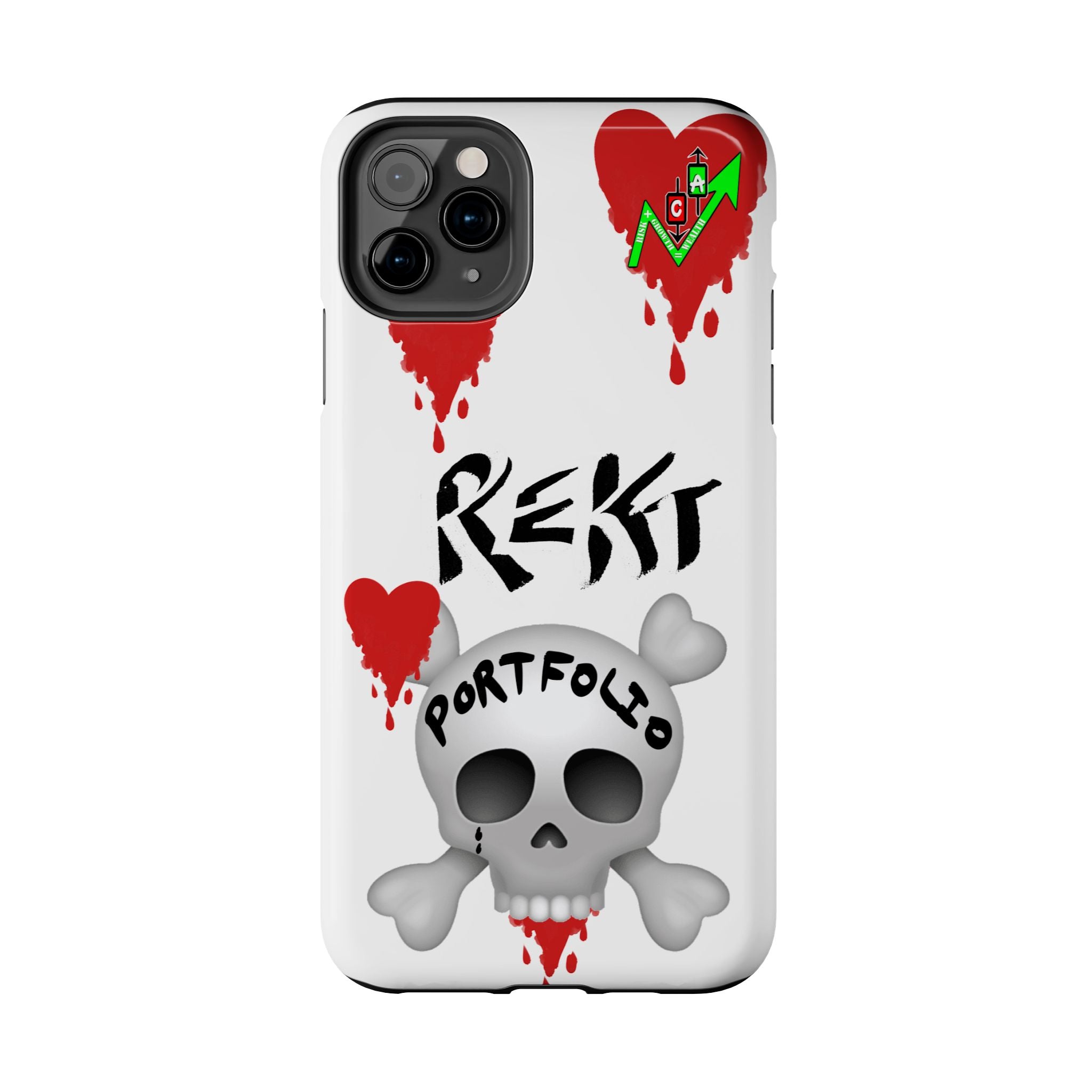 Rekt Portfolio Tough Phone Case — Skull & Dripping Heart Protective Cover