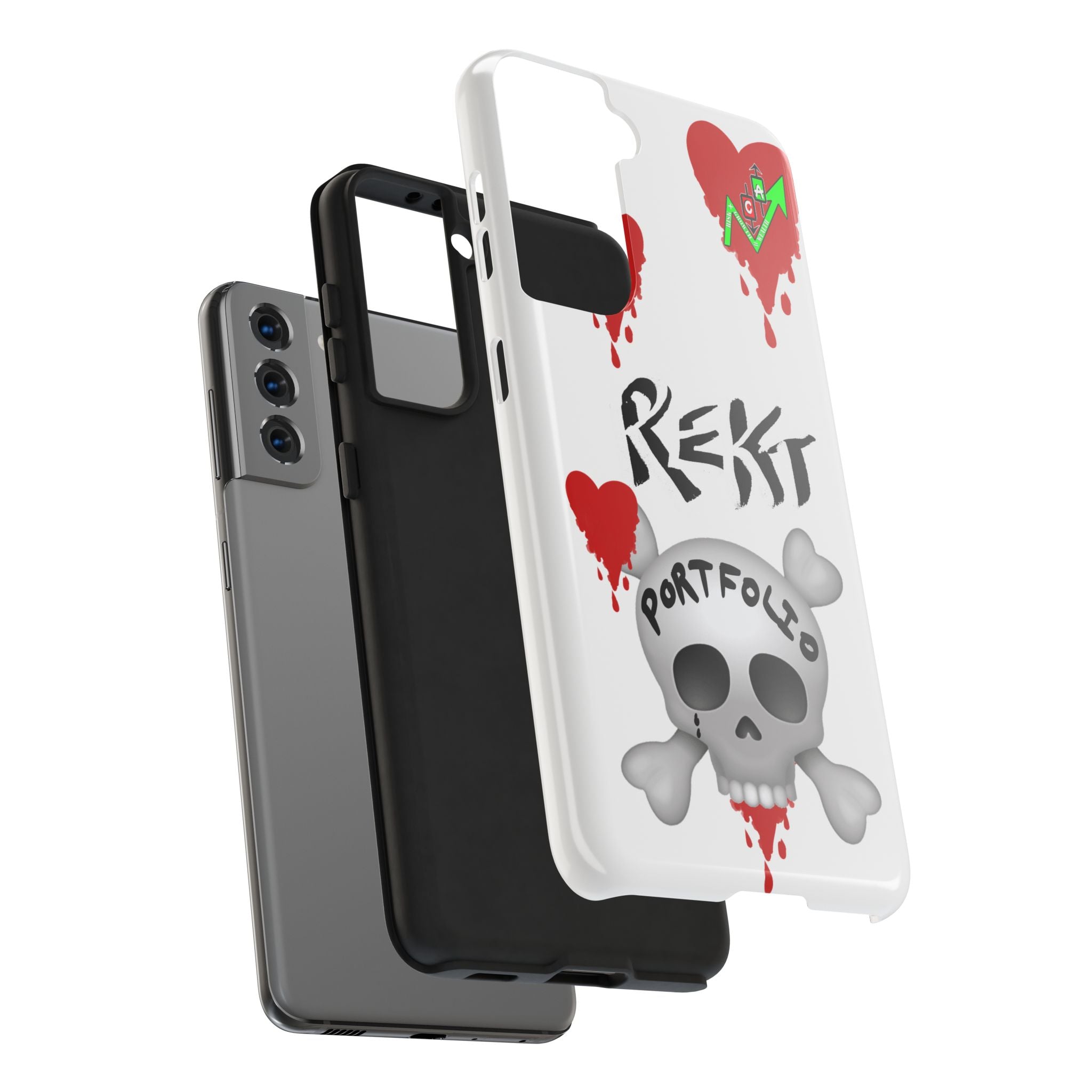 Rekt Portfolio Tough Phone Case — Skull & Dripping Heart Protective Cover