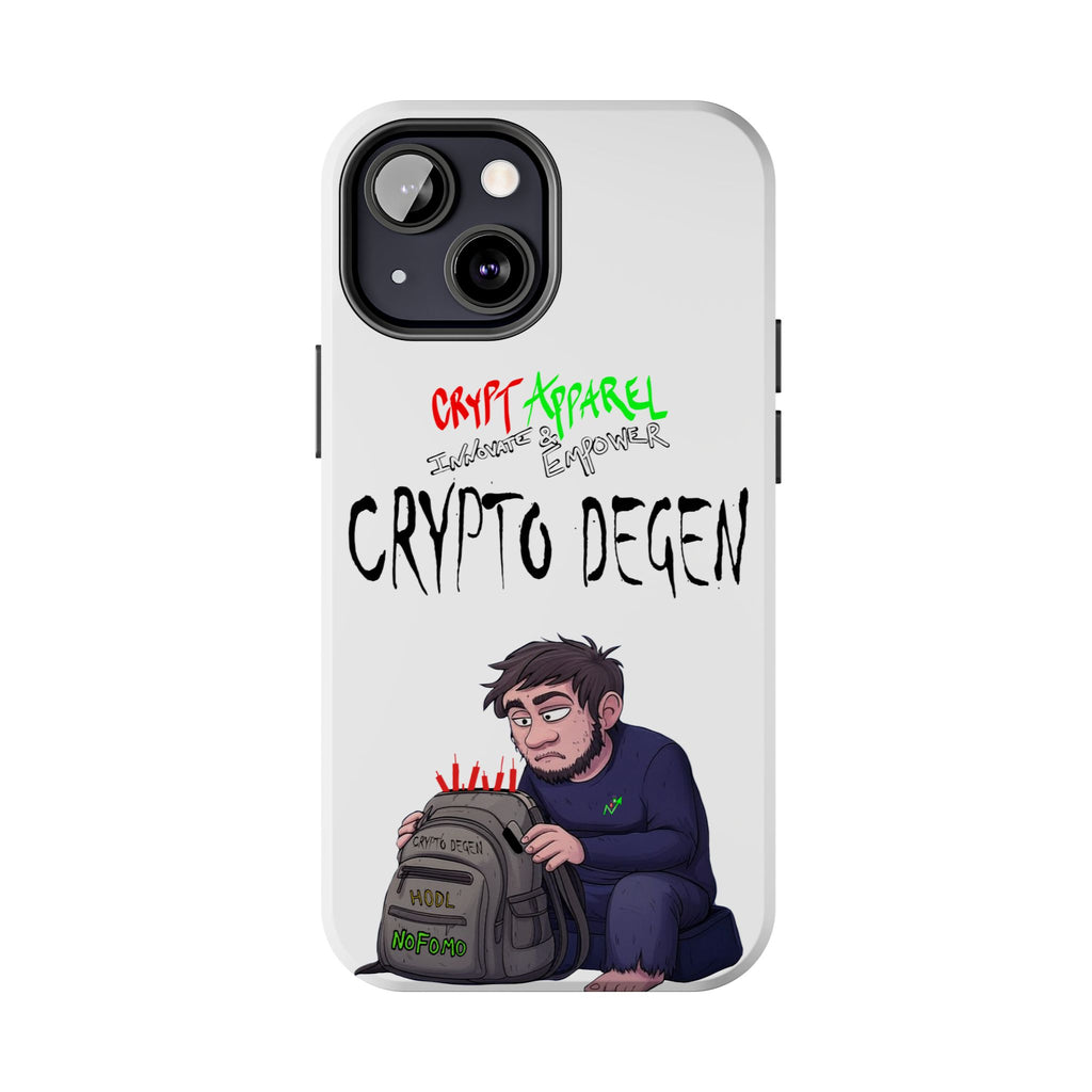 Crypto Degen Tough Phone Case — Cartoon HODL Backpack Design