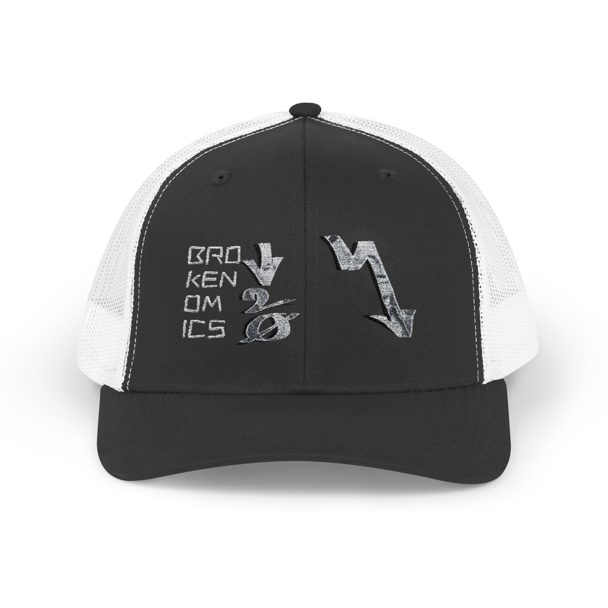Brokenomics Crypto Trucker Cap - Crypt Apparel Distressed Arrow Graphic Snapback