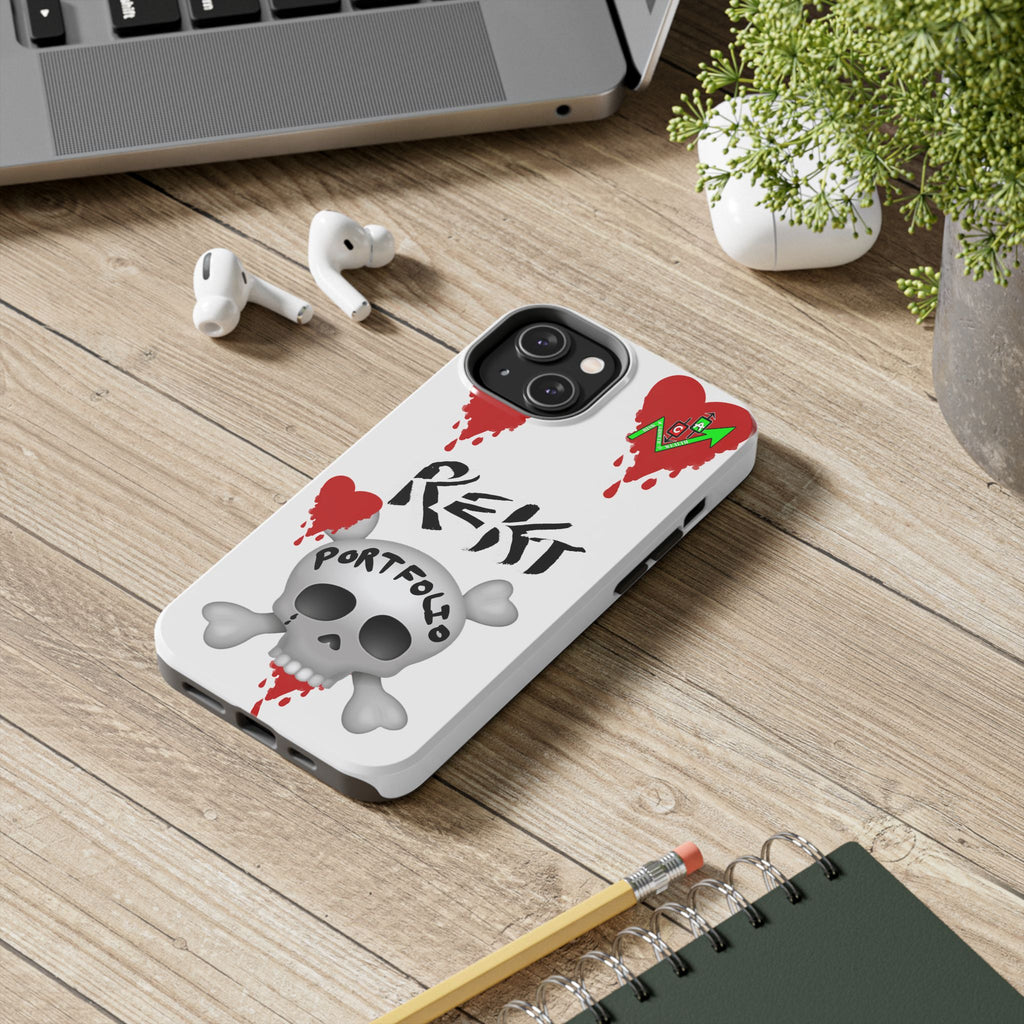Rekt Portfolio Tough Phone Case — Skull & Dripping Heart Protective Cover