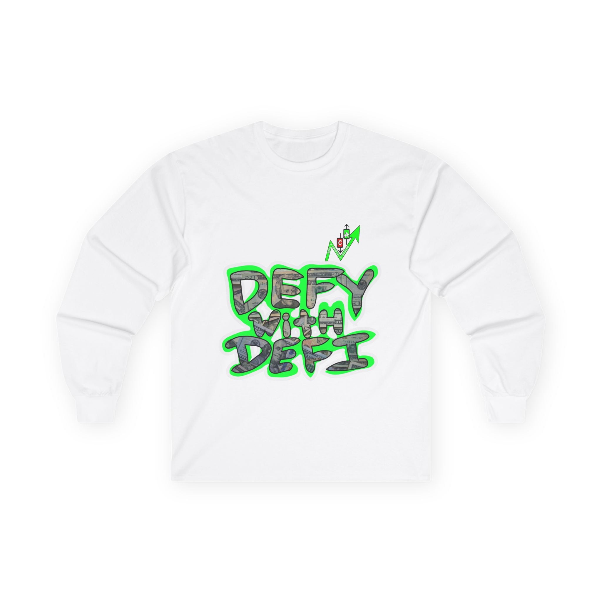 Defy With DeFi Crypto Inspired long sleeve tee | Crypt Apparel Graffiti Shirt