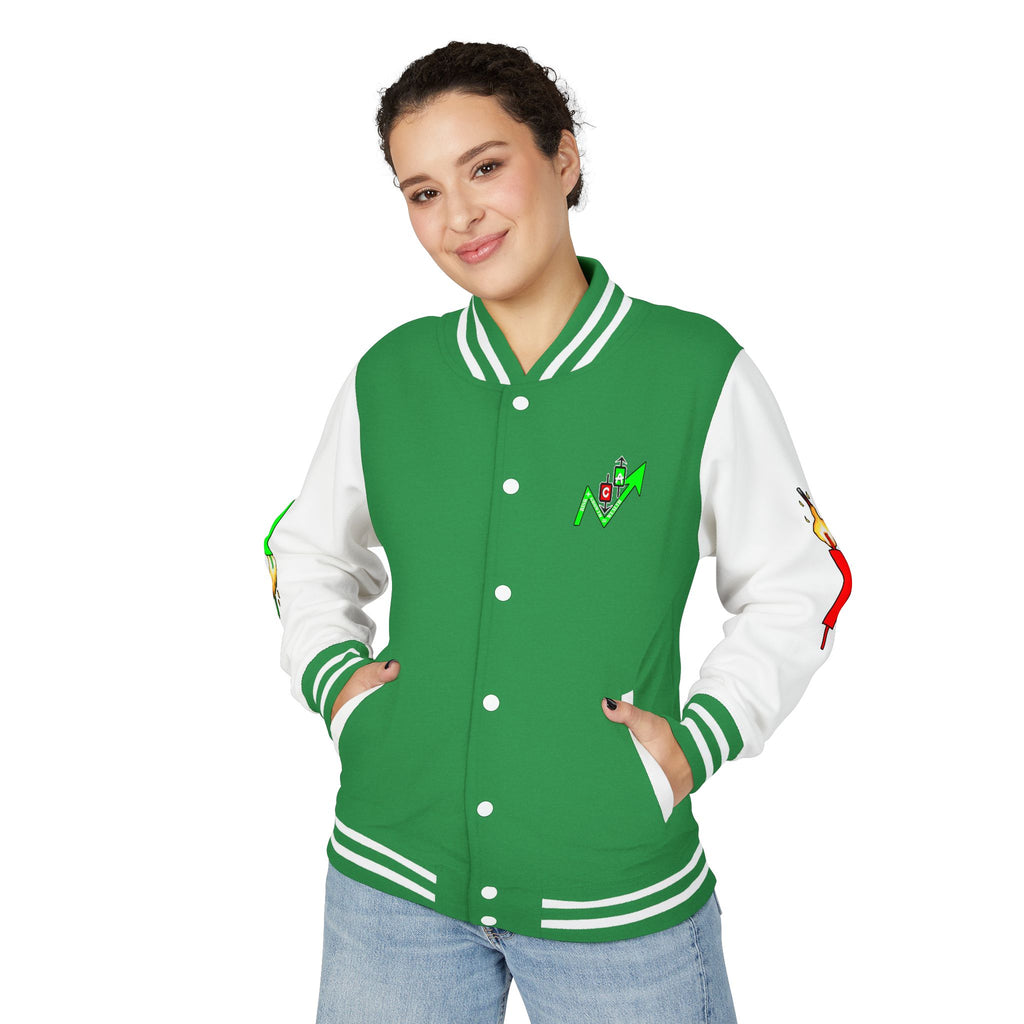 Crypt Apparel Letterman Jacket — 'Crypto Trader' Neon Graffiti Varsity Jacket