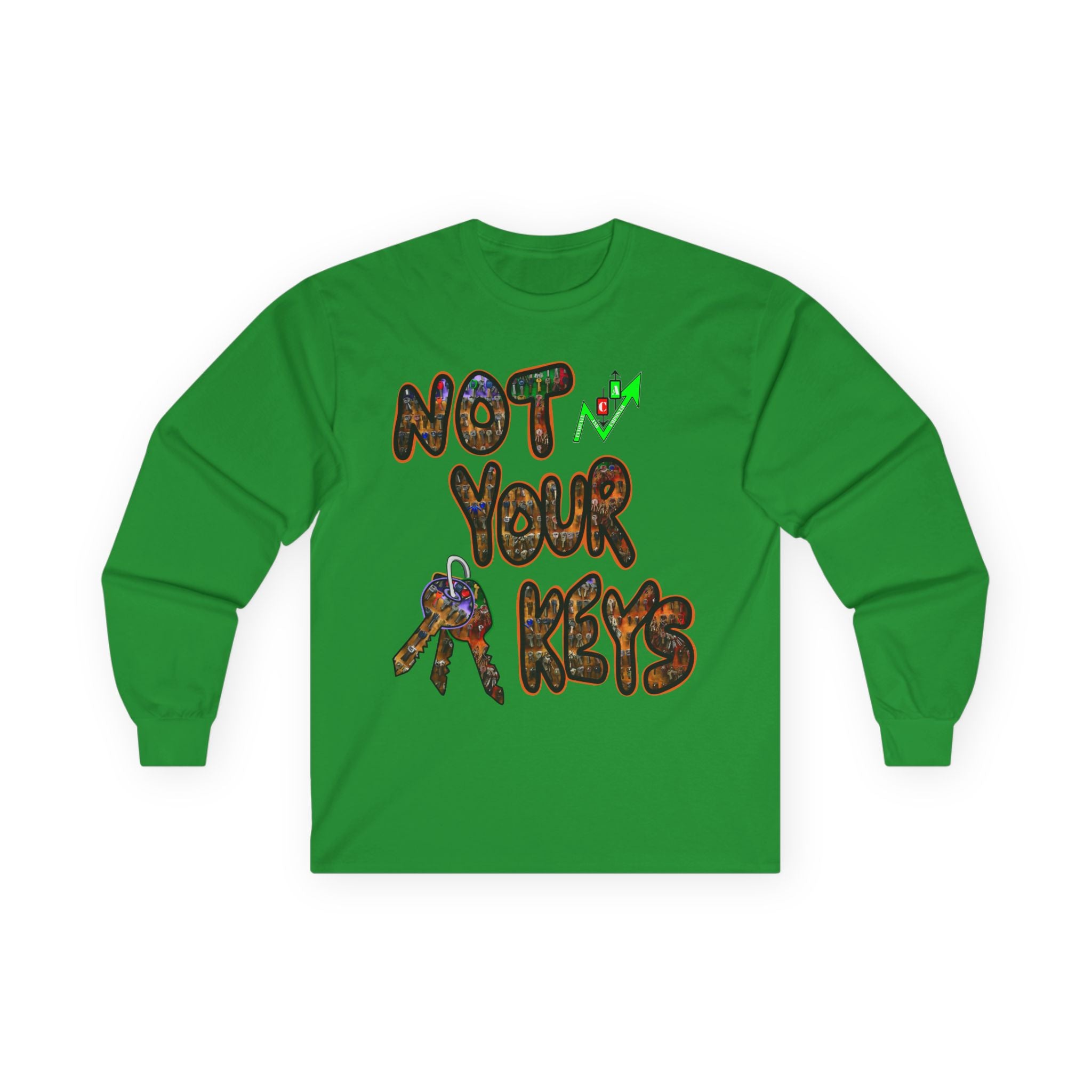 Not Your Keys Crypto Long Sleeve Tee — "Not Your Keys / Not Your Coins" Graphic Shirt