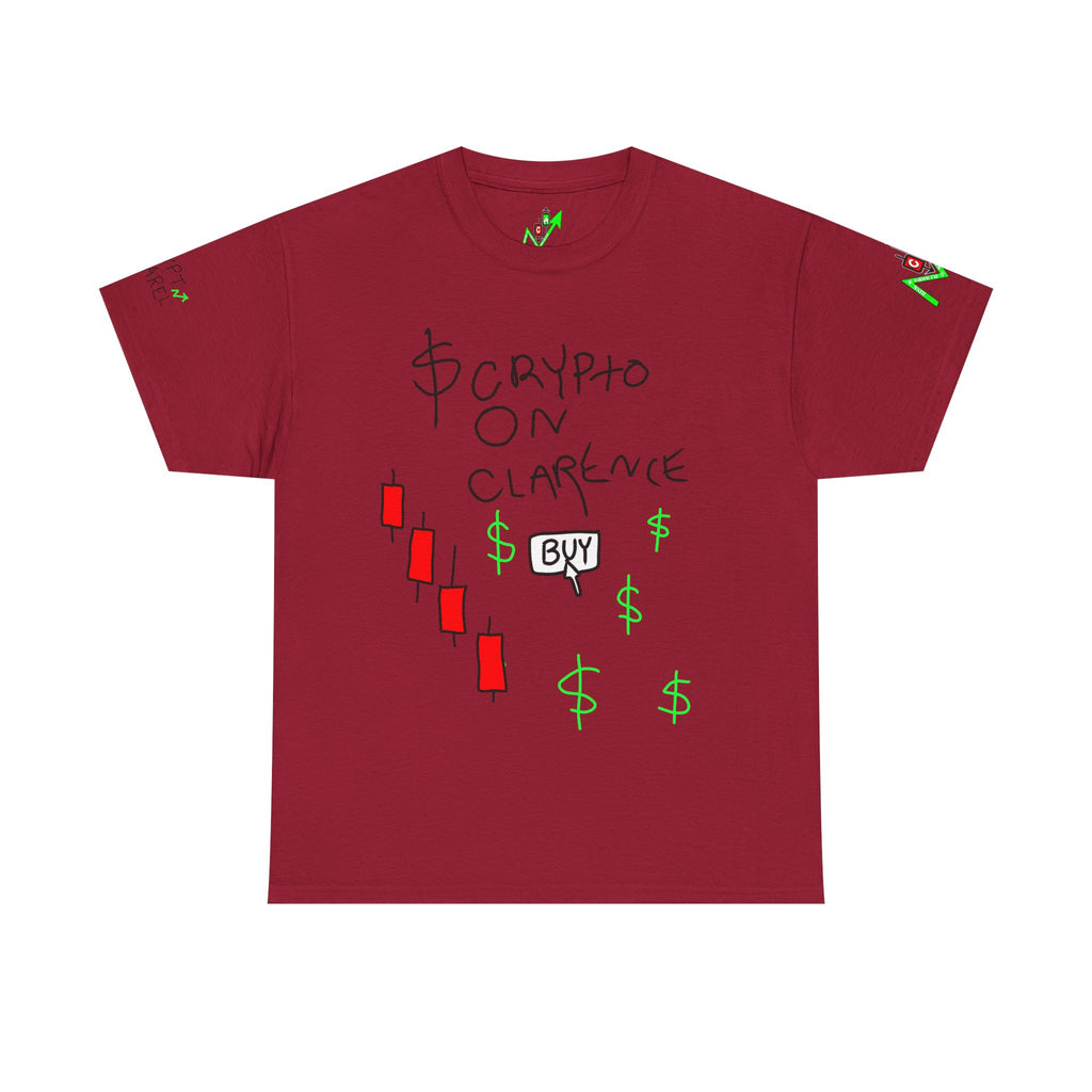 Crypto on Clarence Tee — "Crypt Apparel" / "crypto illiterate" Graphic Shirt