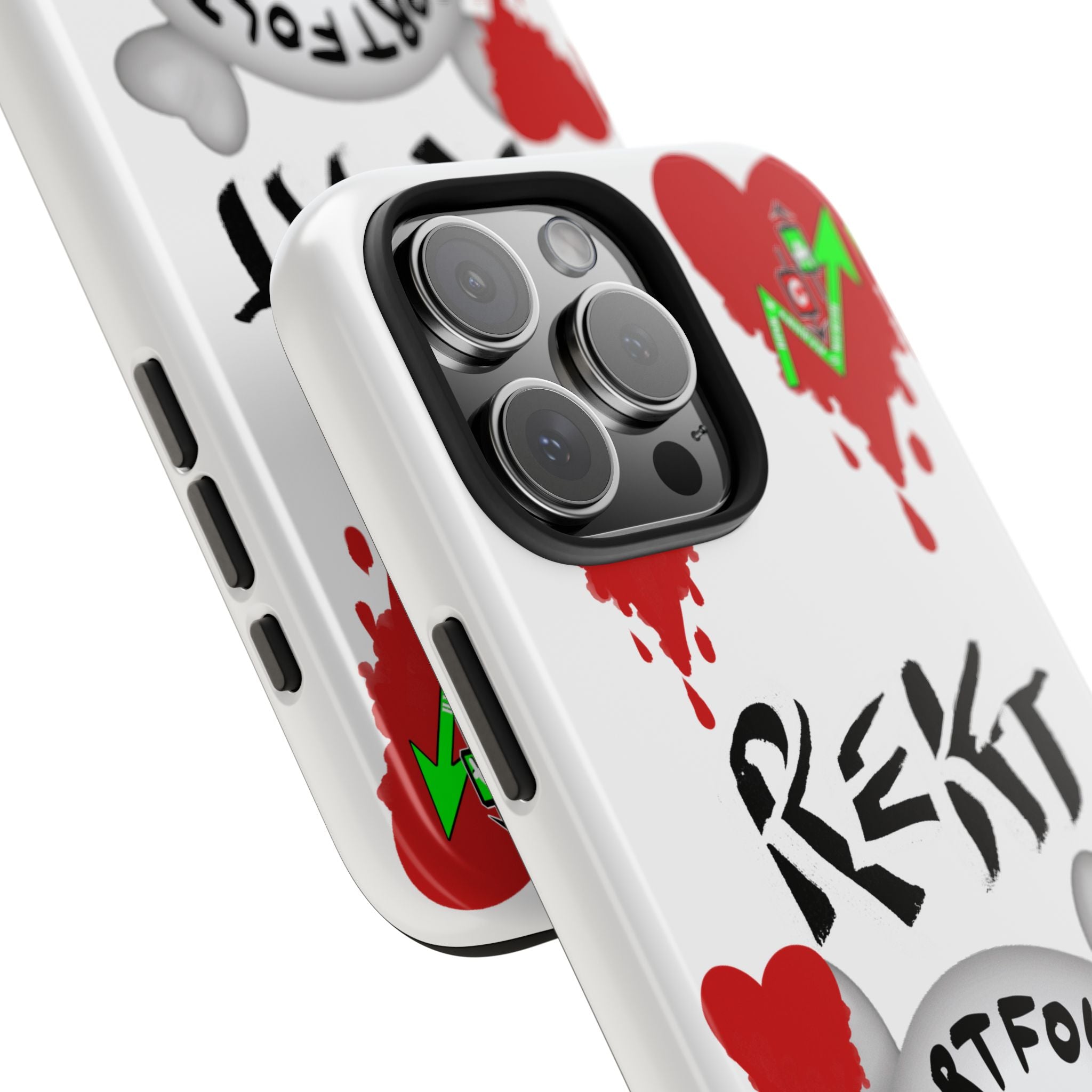 Rekt Portfolio Tough Phone Case — Skull & Dripping Heart Protective Cover