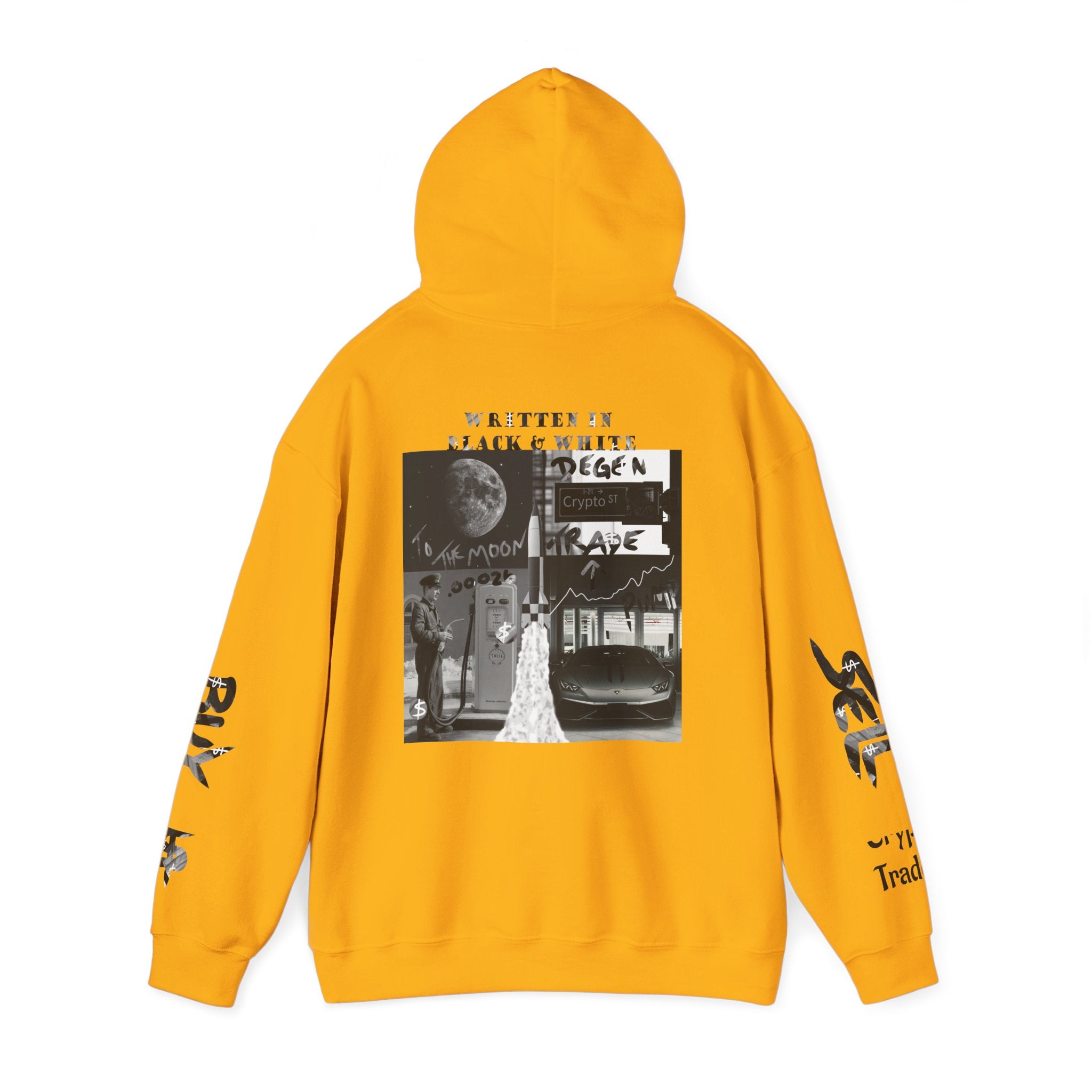 Black & White Crypto Collage Hoodie | Crypt Apparel Graphic Sweatshirt