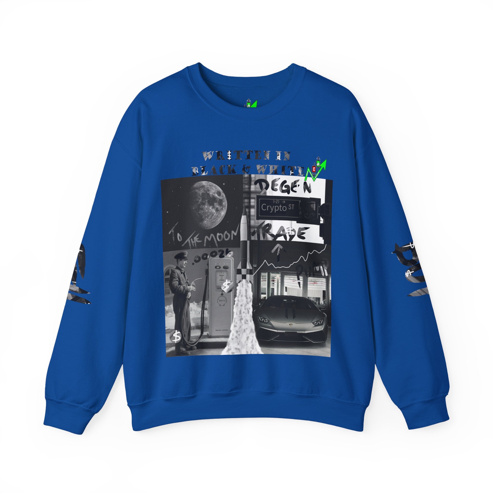 Black & White Street Collage Crypto Crewneck Sweatshirt | Graphic Urban Art