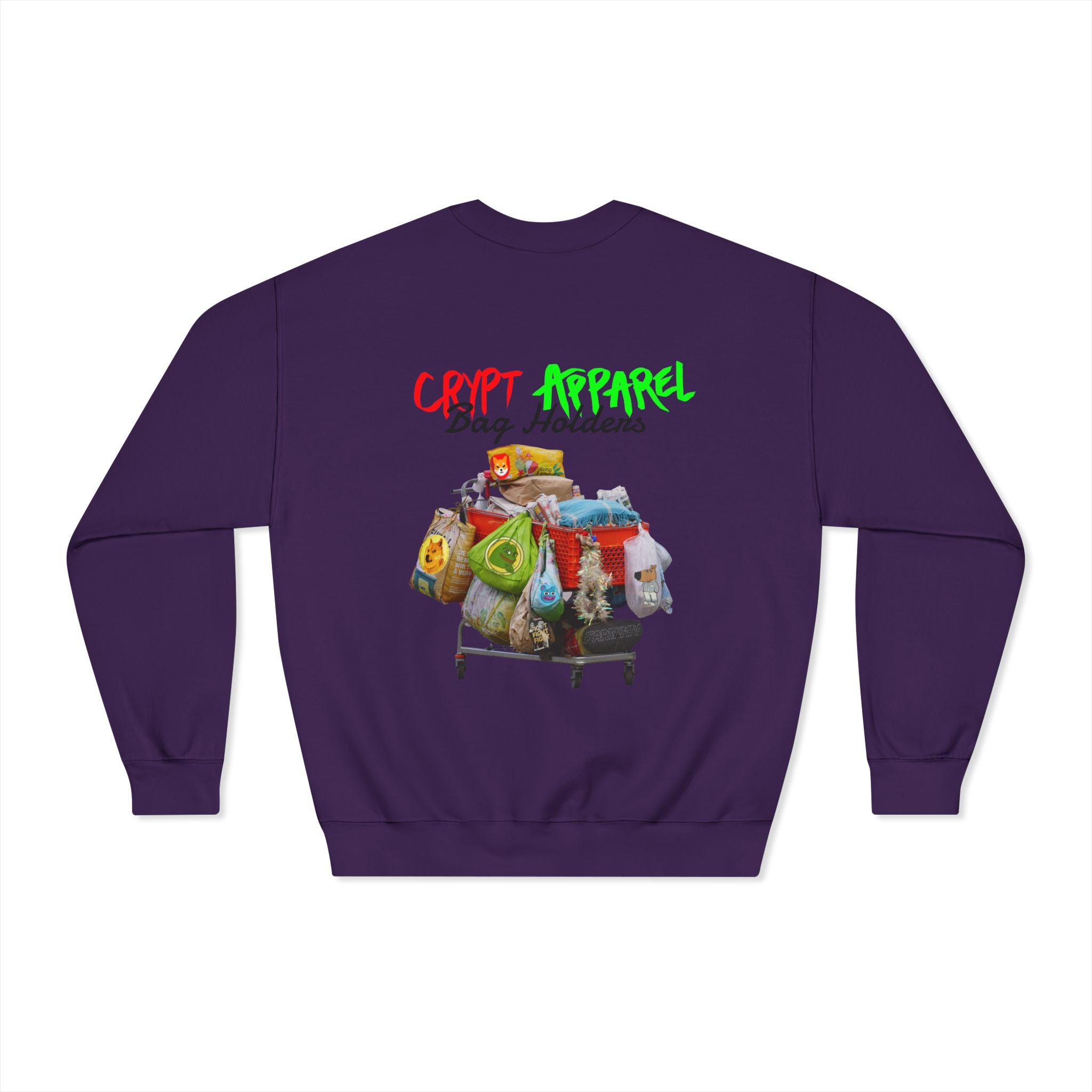 Bag Holders Meme Coin Crypto Crewneck Sweatshirt — "Crypt Apparel" Graphic