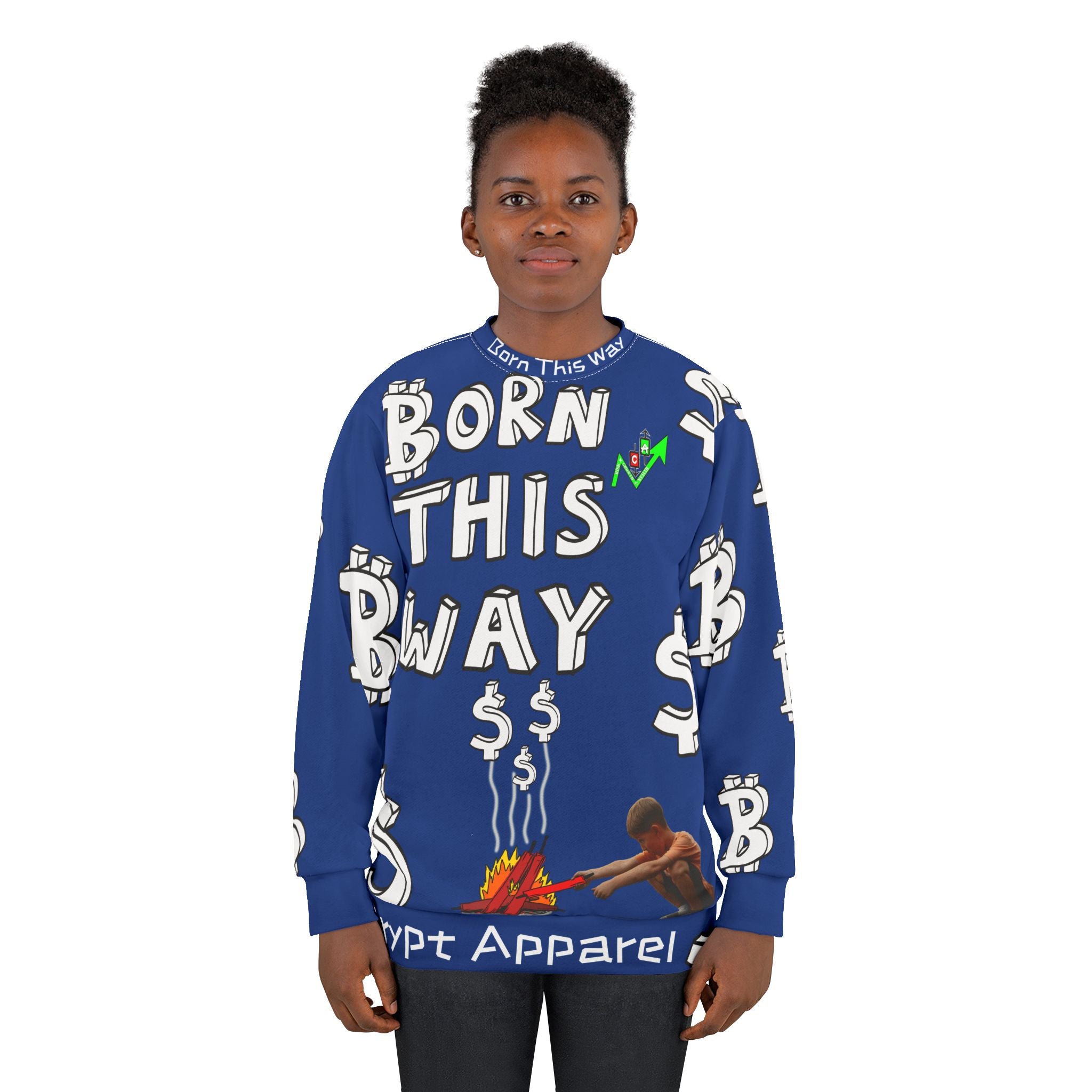 Born This Way Crypto symbols sweatshirt | Crypt Apparel all-over print