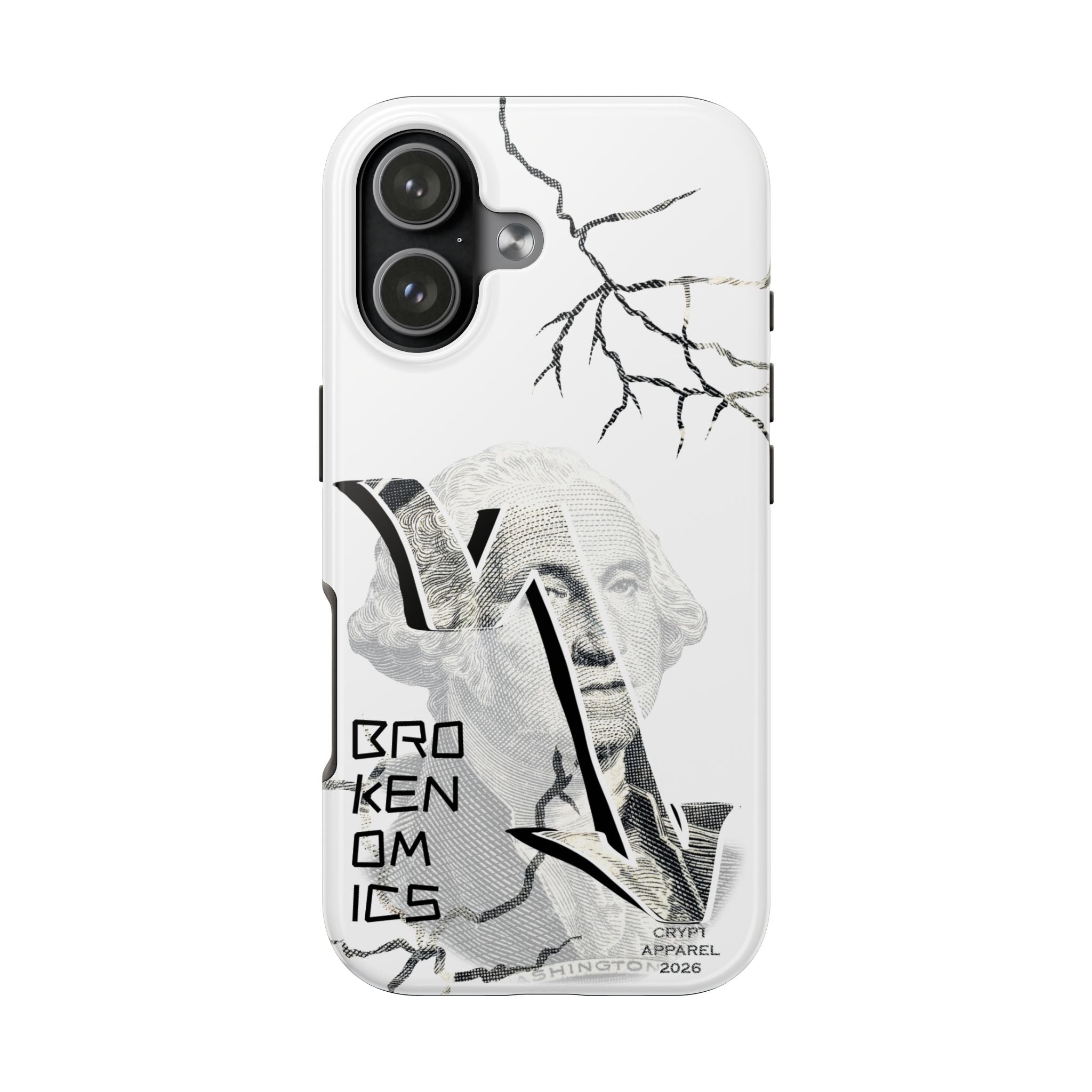Brokenomics Crypto Tough Phone Case — 'Crypt Apparel' Cracked Dollar Graphic Protective Cover