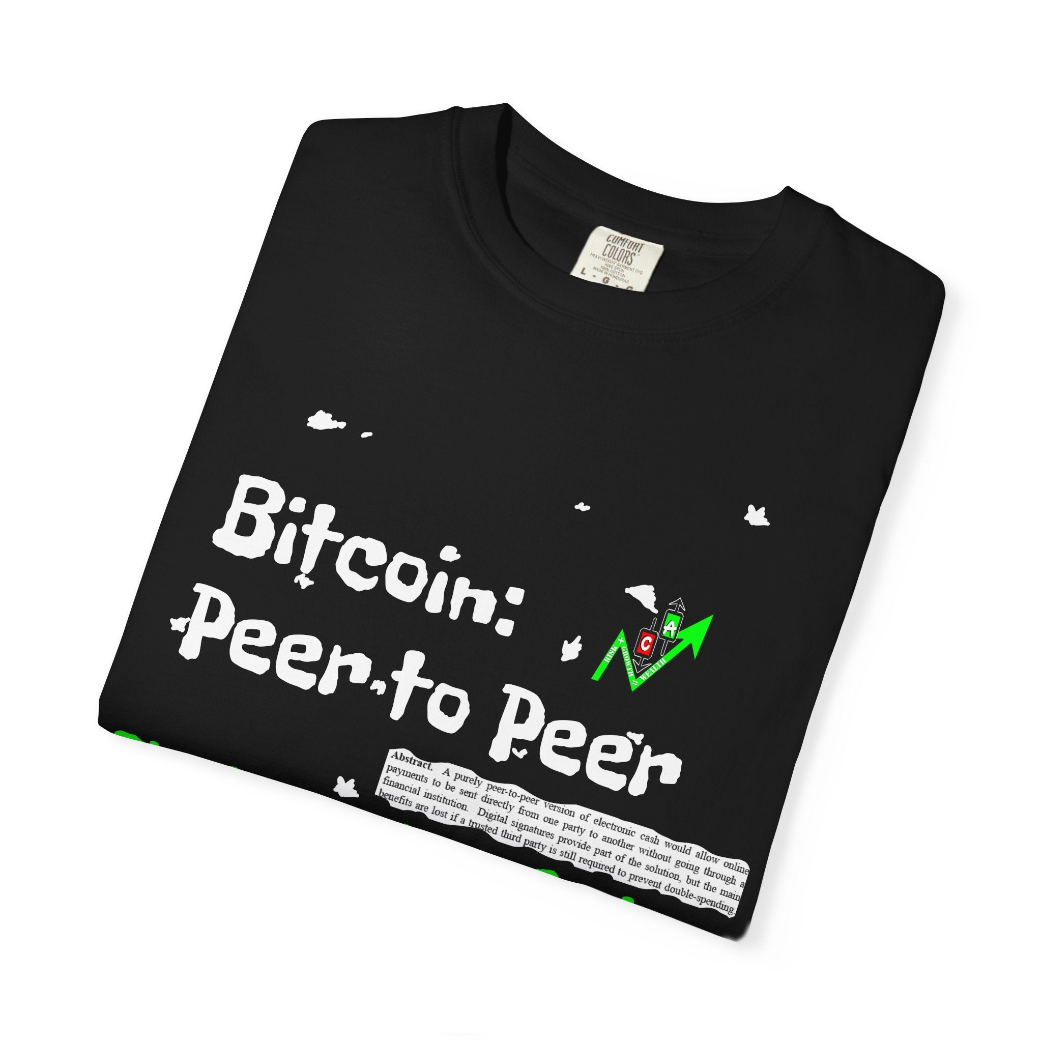 Crypt Apparel Bitcoin inspired T-Shirt | Crypto Graphic Tee, White Paper Text
