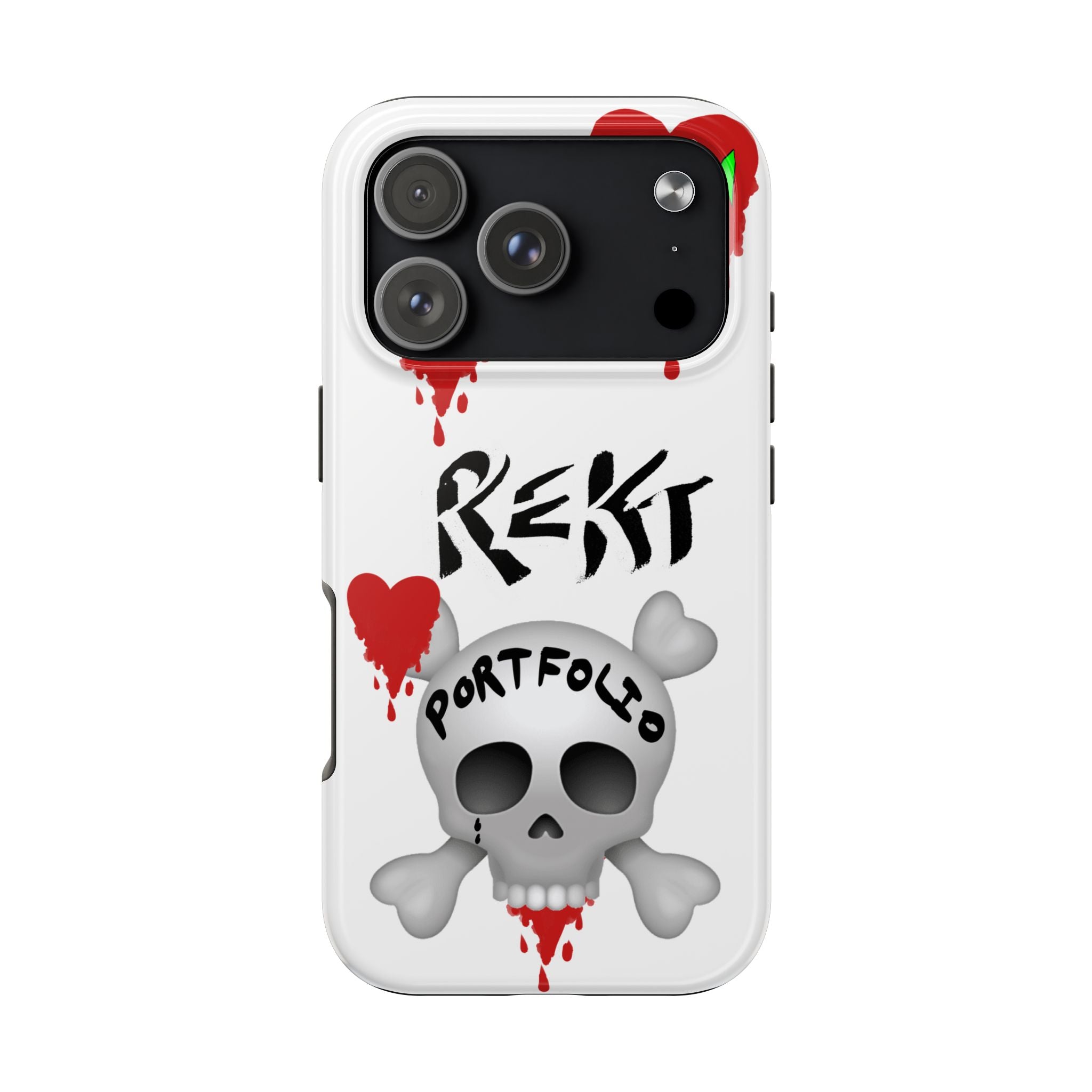 Rekt Portfolio Tough Phone Case — Skull & Dripping Heart Protective Cover