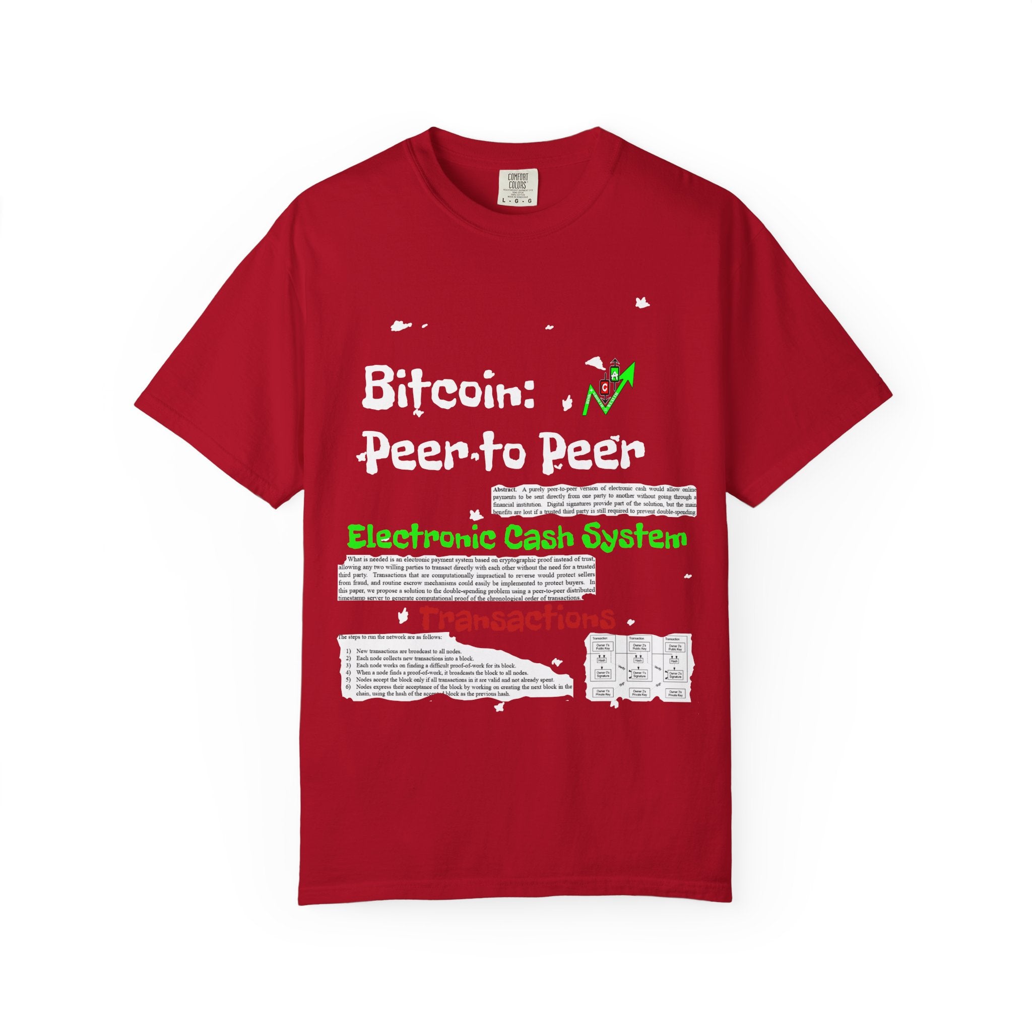 Crypt Apparel Bitcoin inspired T-Shirt | Crypto Graphic Tee, White Paper Text
