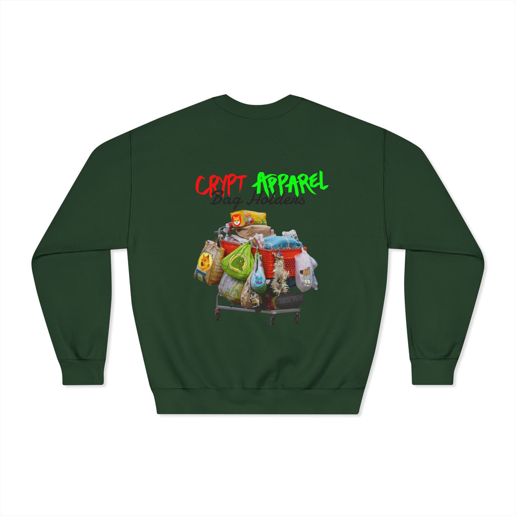 Bag Holders Meme Coin Crypto Crewneck Sweatshirt — "Crypt Apparel" Graphic