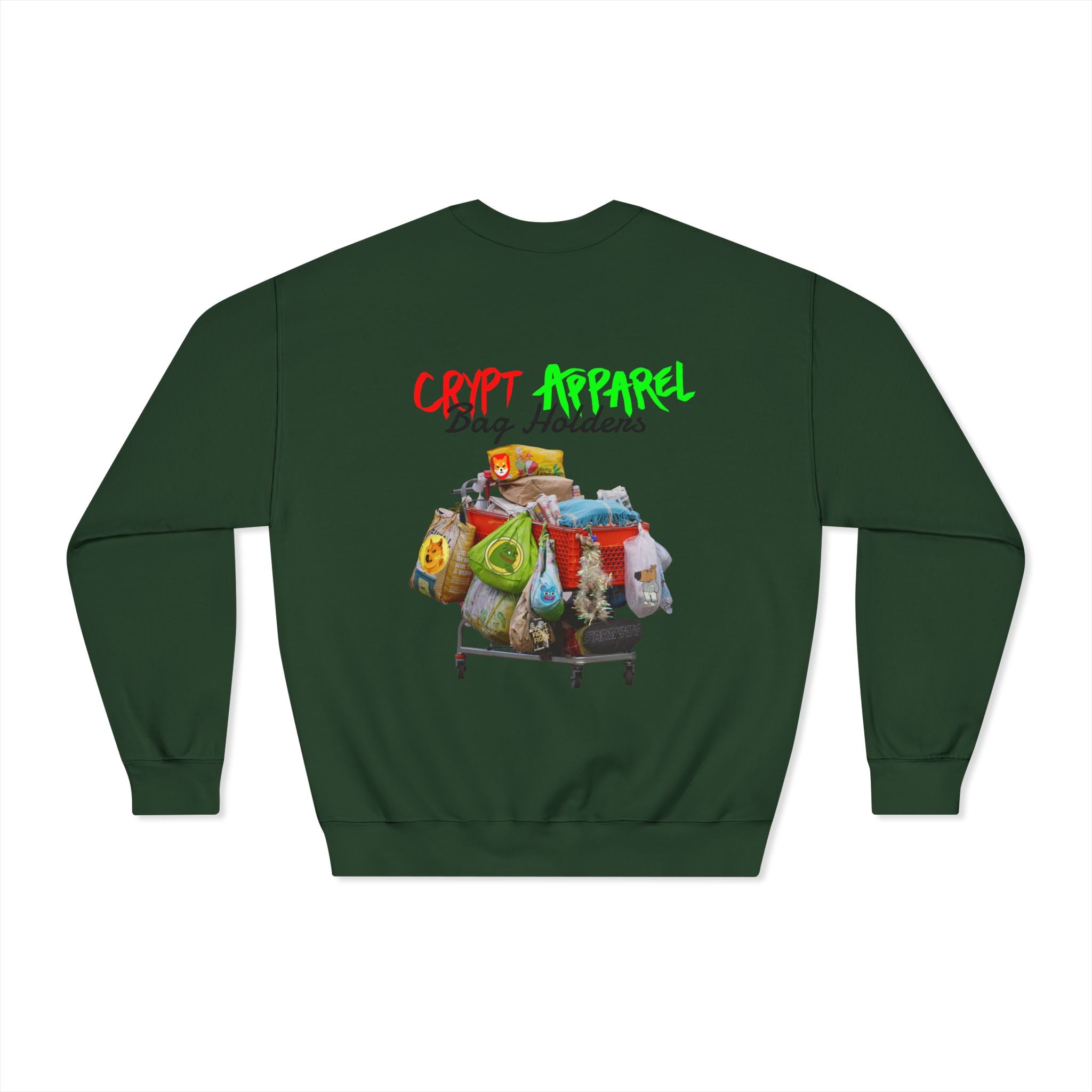 Bag Holders Meme Coin Crypto Crewneck Sweatshirt — "Crypt Apparel" Graphic