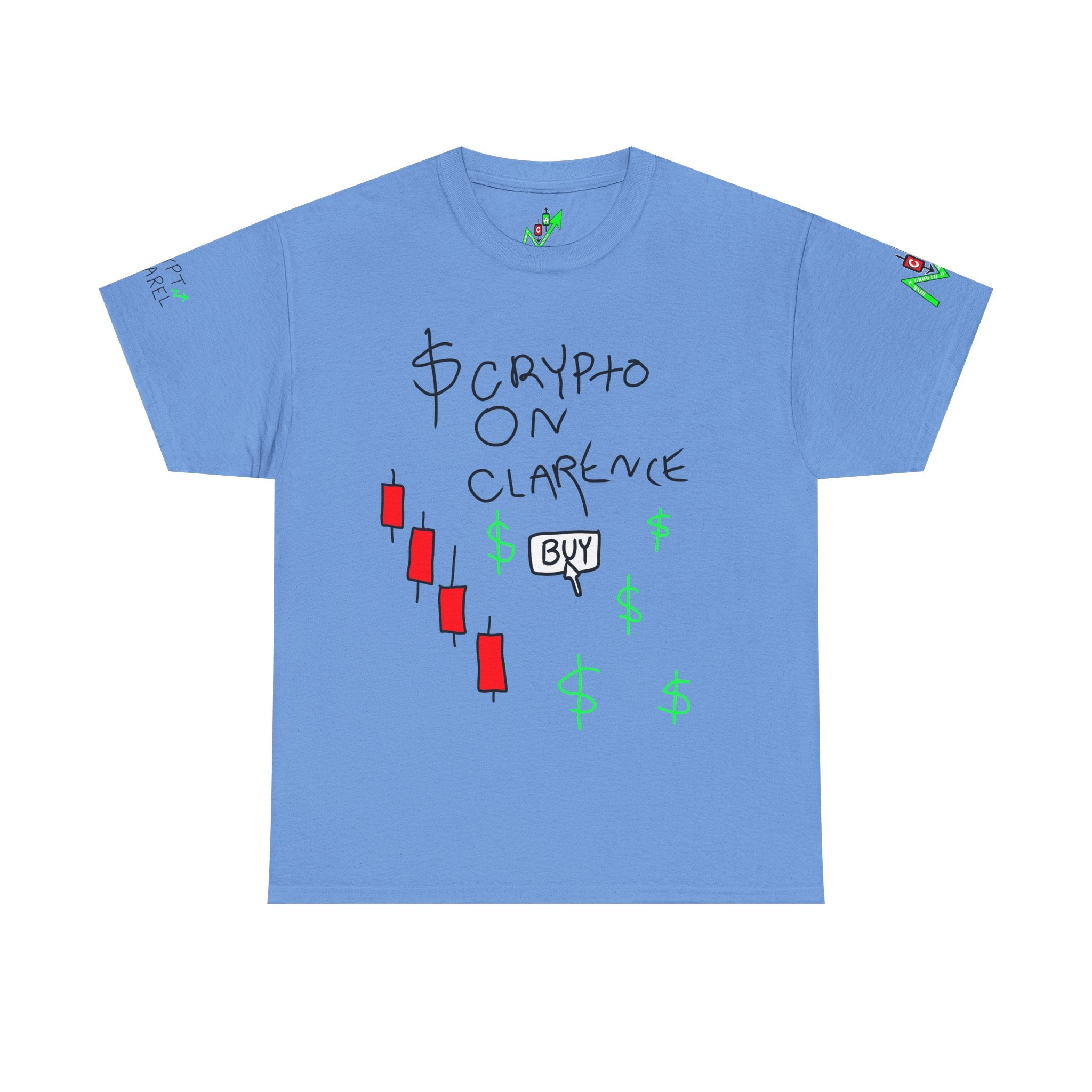 Crypto on Clarence Tee — "Crypt Apparel" / "crypto illiterate" Graphic Shirt