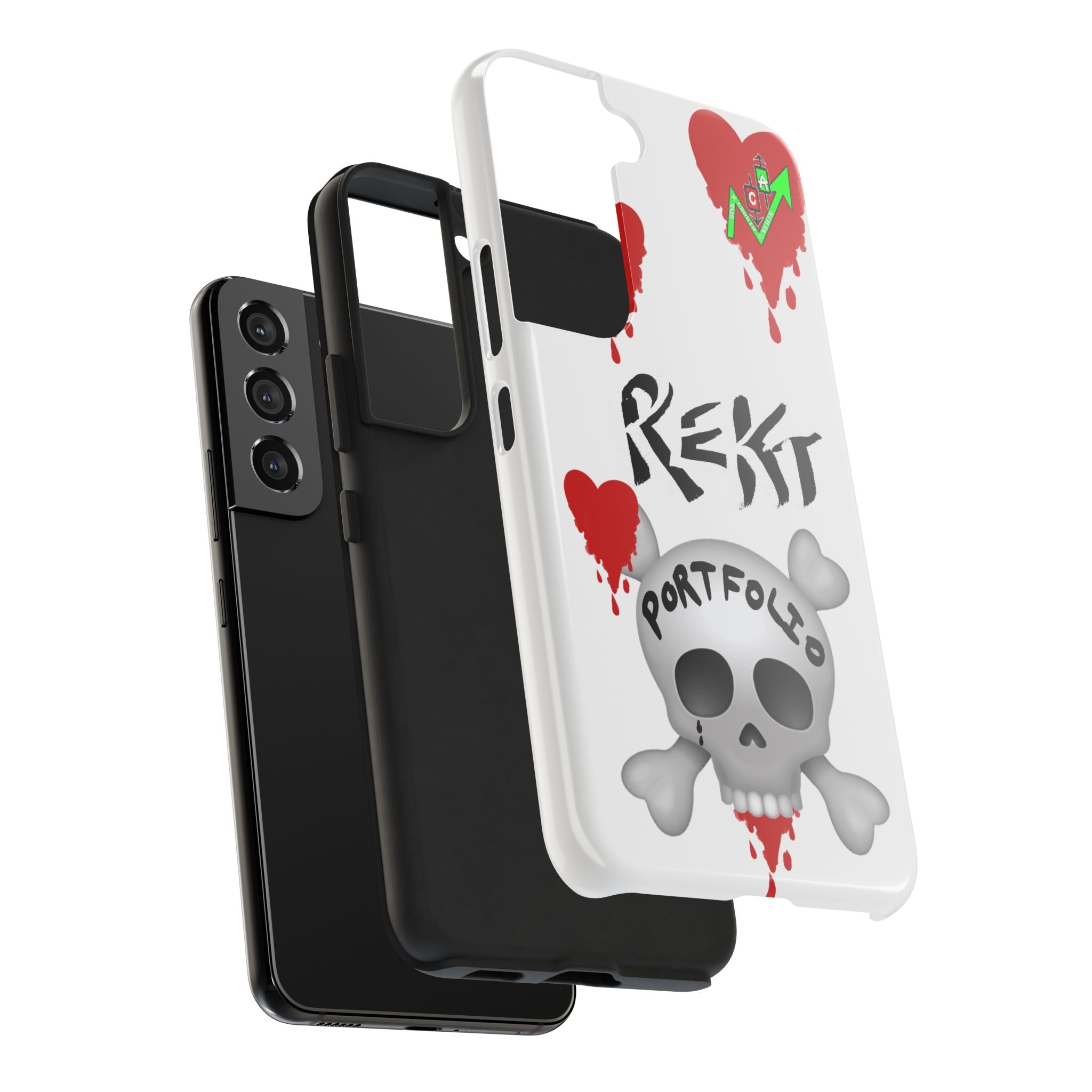 Rekt Portfolio Tough Phone Case — Skull & Dripping Heart Protective Cover