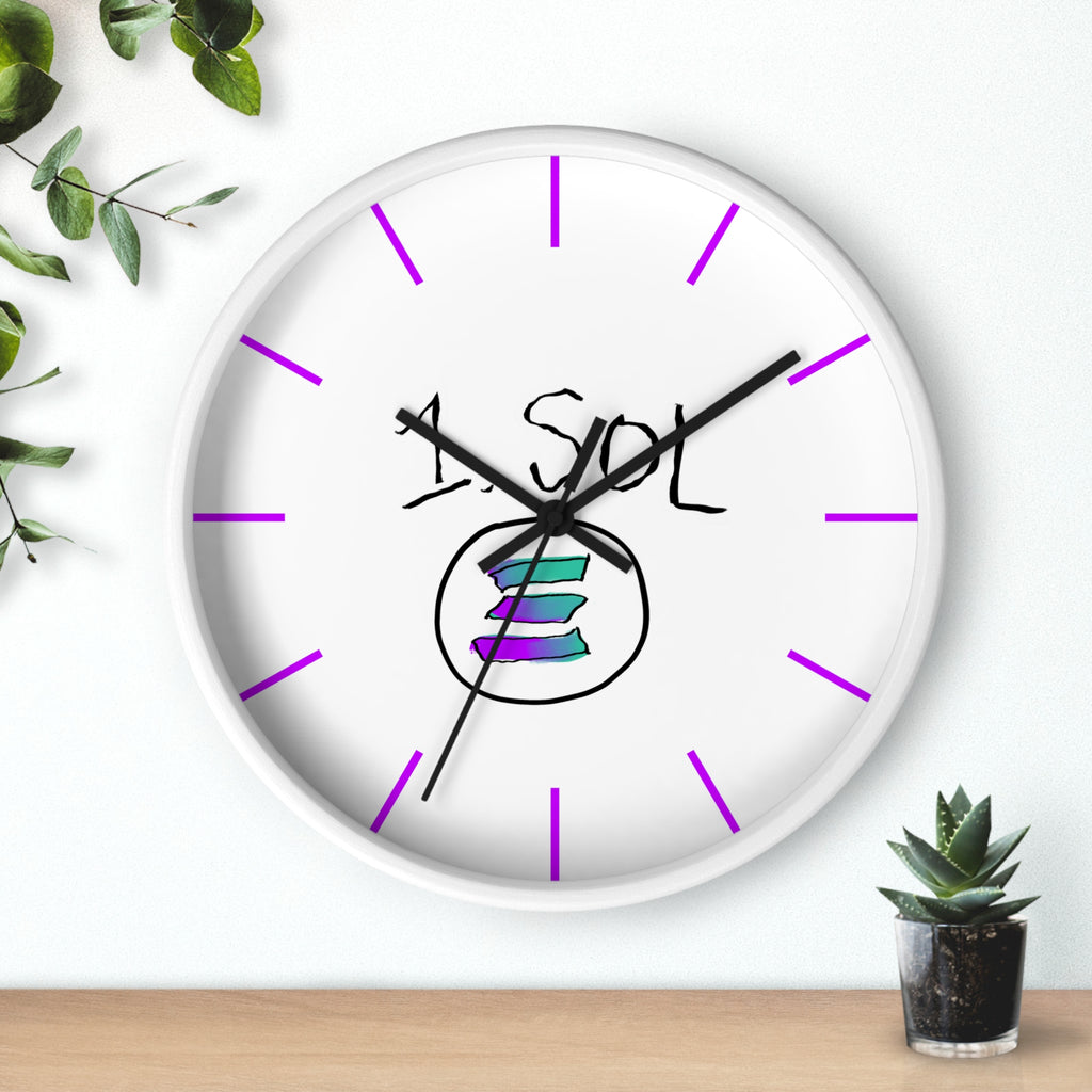 Meme Coin Milyunr crypto degen Wall Clock — Crypt Apparel SOL inspired White Clock with Purple Accents