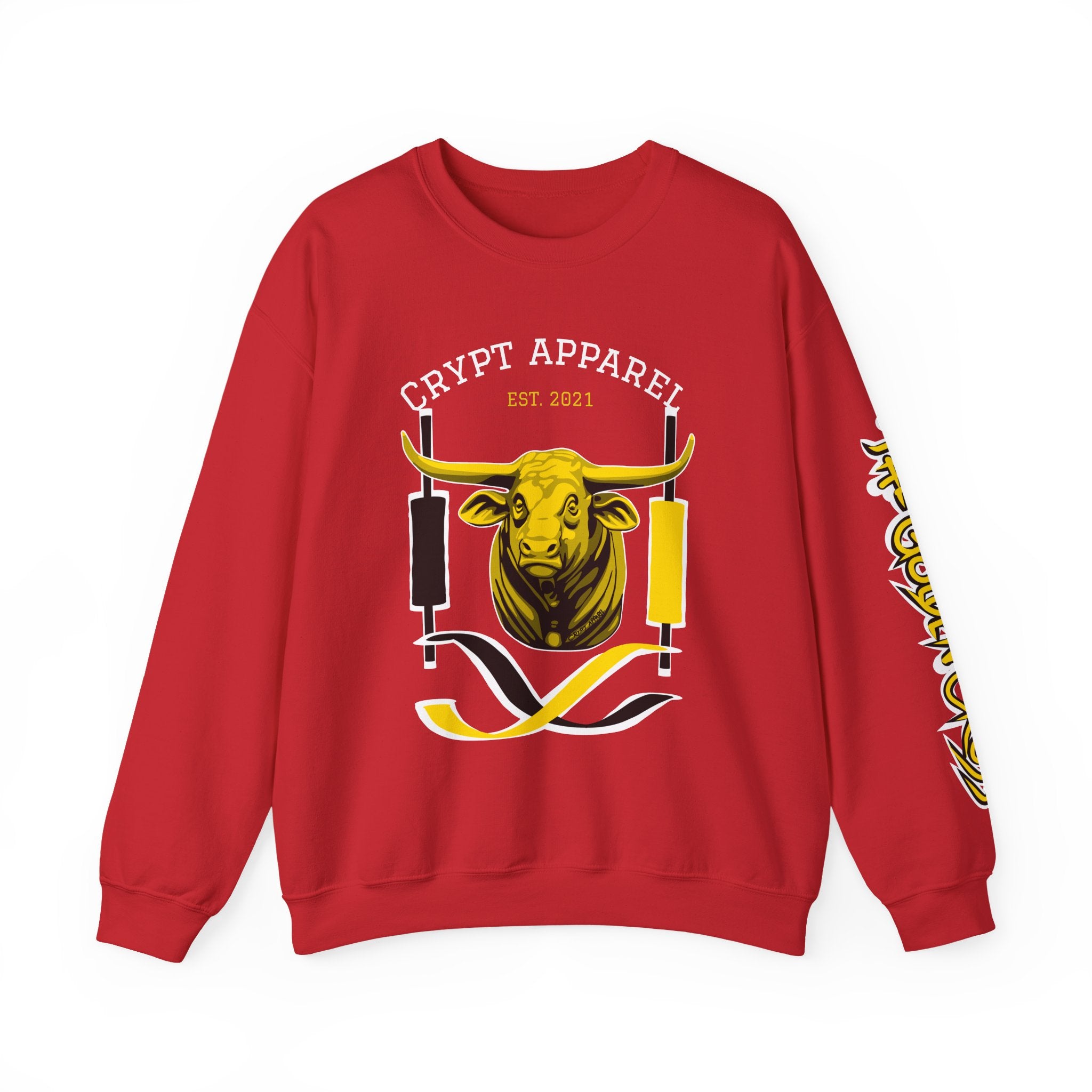 Golden Cross Bull Market Crewneck Sweatshirt – Crypt Apparel Graphic Pullover