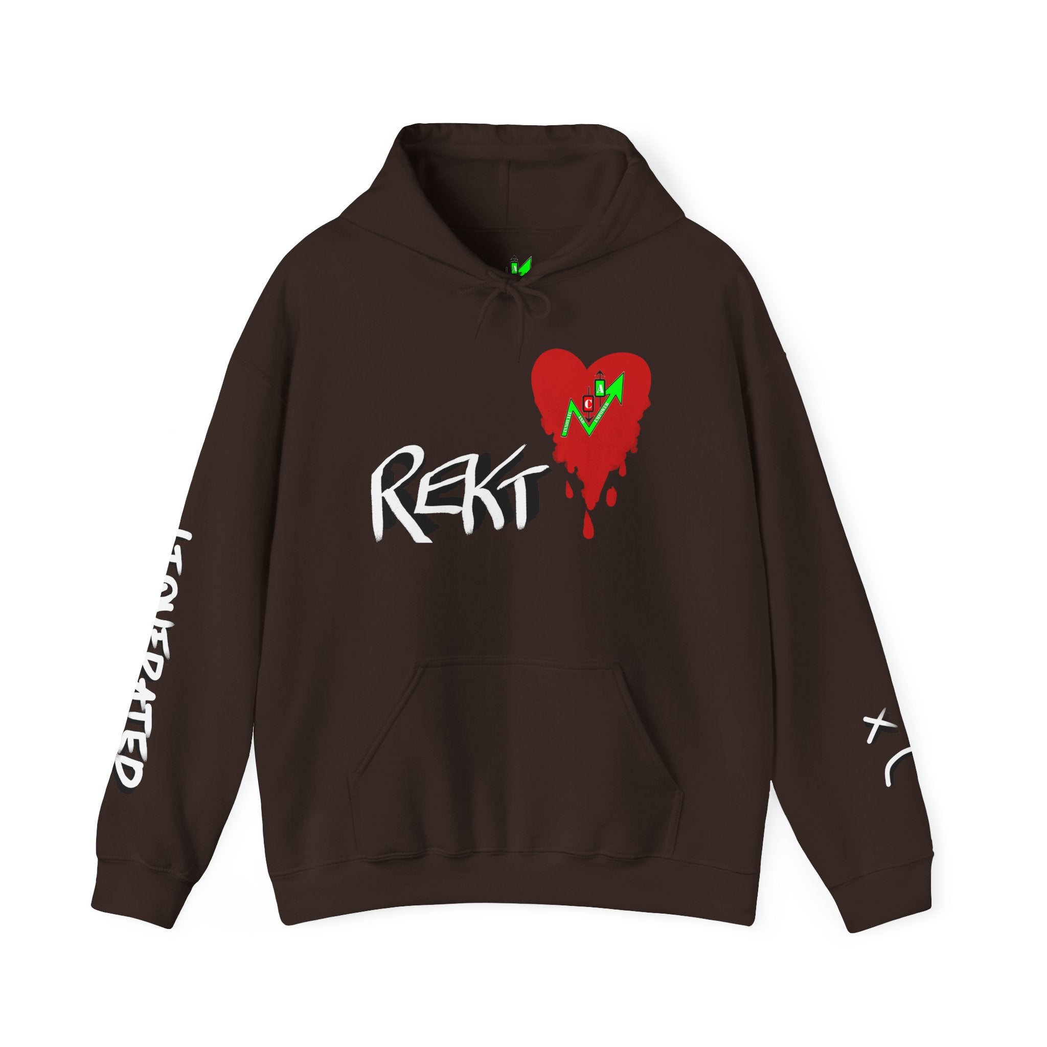 Rekt Portfolio Crypto Trading Hoodie – Crypt Apparel Skull Heart Graffiti Streetwear Pullover
