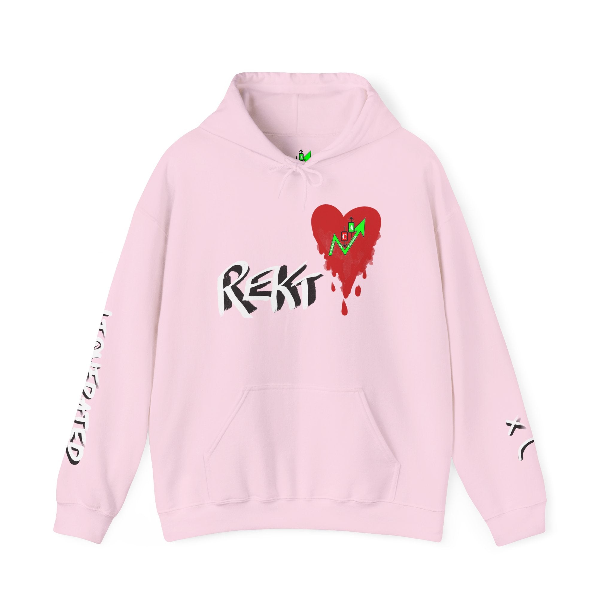 Rekt Portfolio Crypto Trading Hoodie – Crypt Apparel Skull Heart Graffiti Streetwear Pullover
