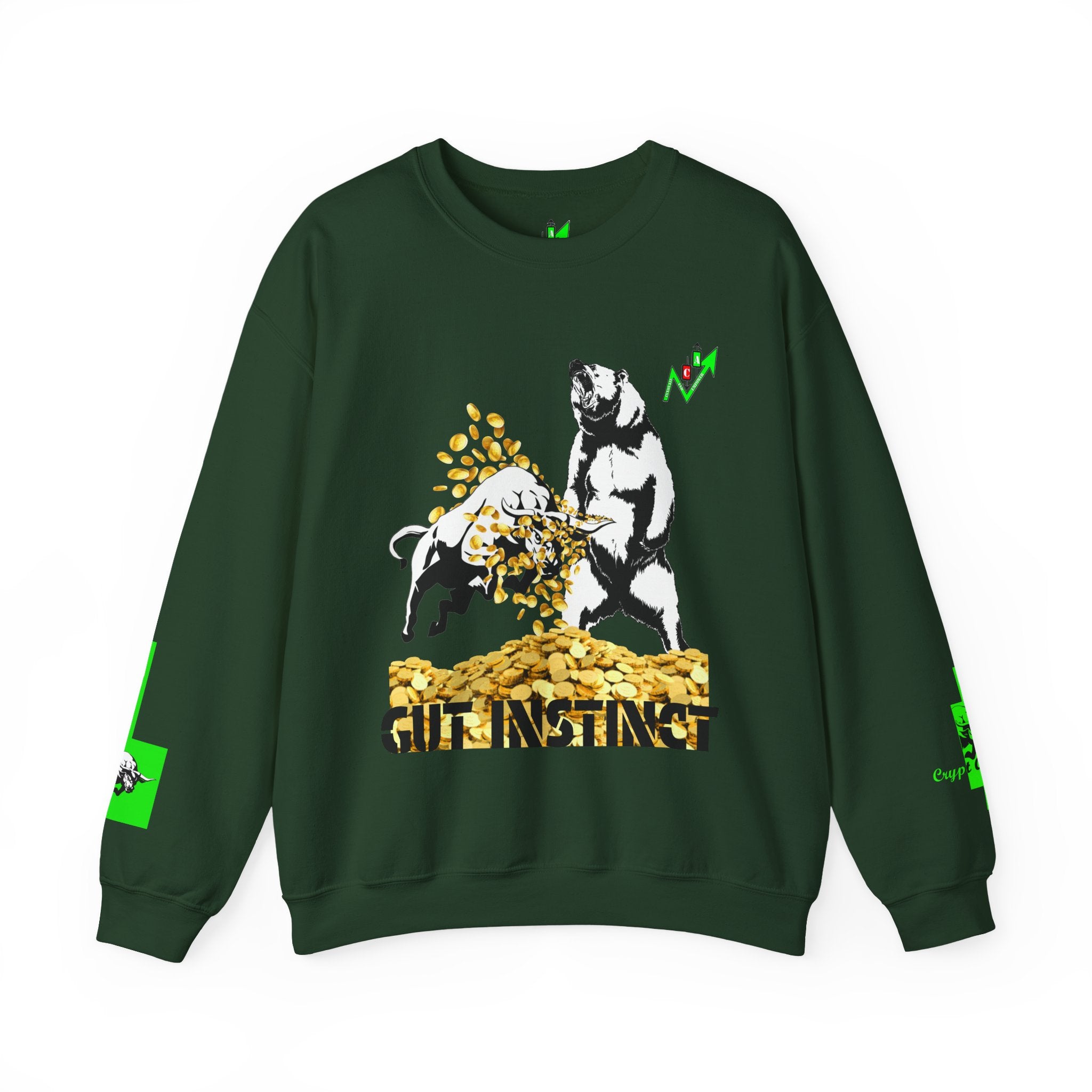 Gut Instinct Bull vs Bear Crypto Crewneck - Slay The Bears Market Sweatshirt