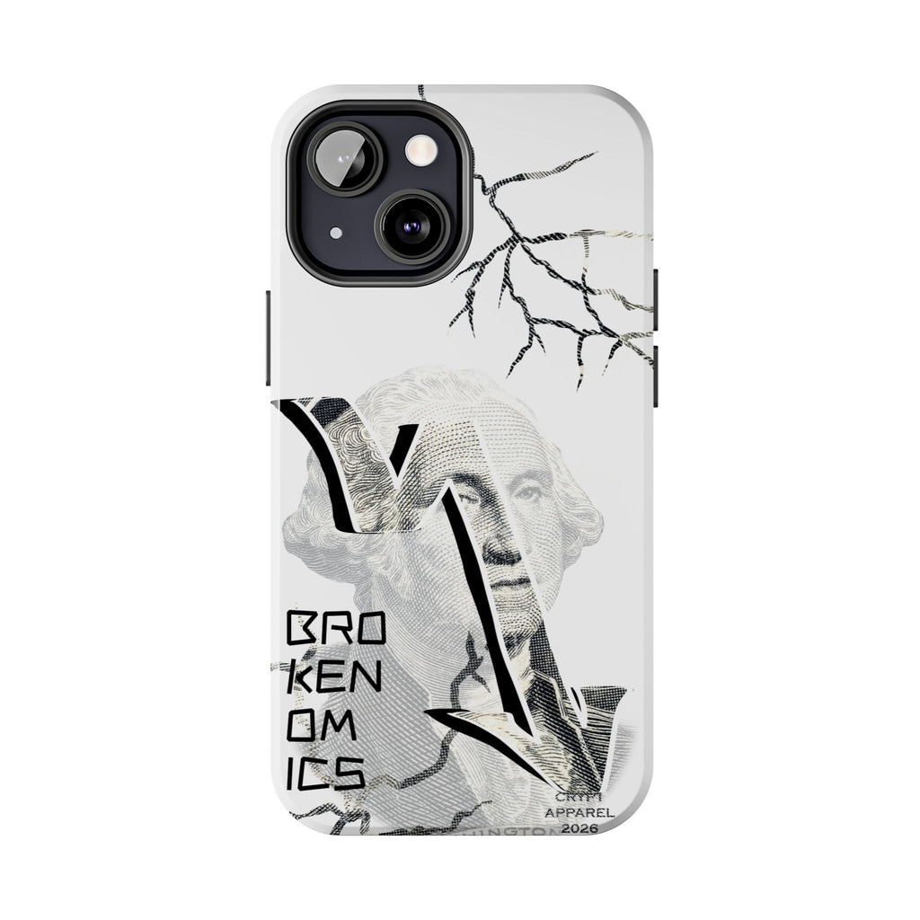 Brokenomics Crypto Tough Phone Case — 'Crypt Apparel' Cracked Dollar Graphic Protective Cover
